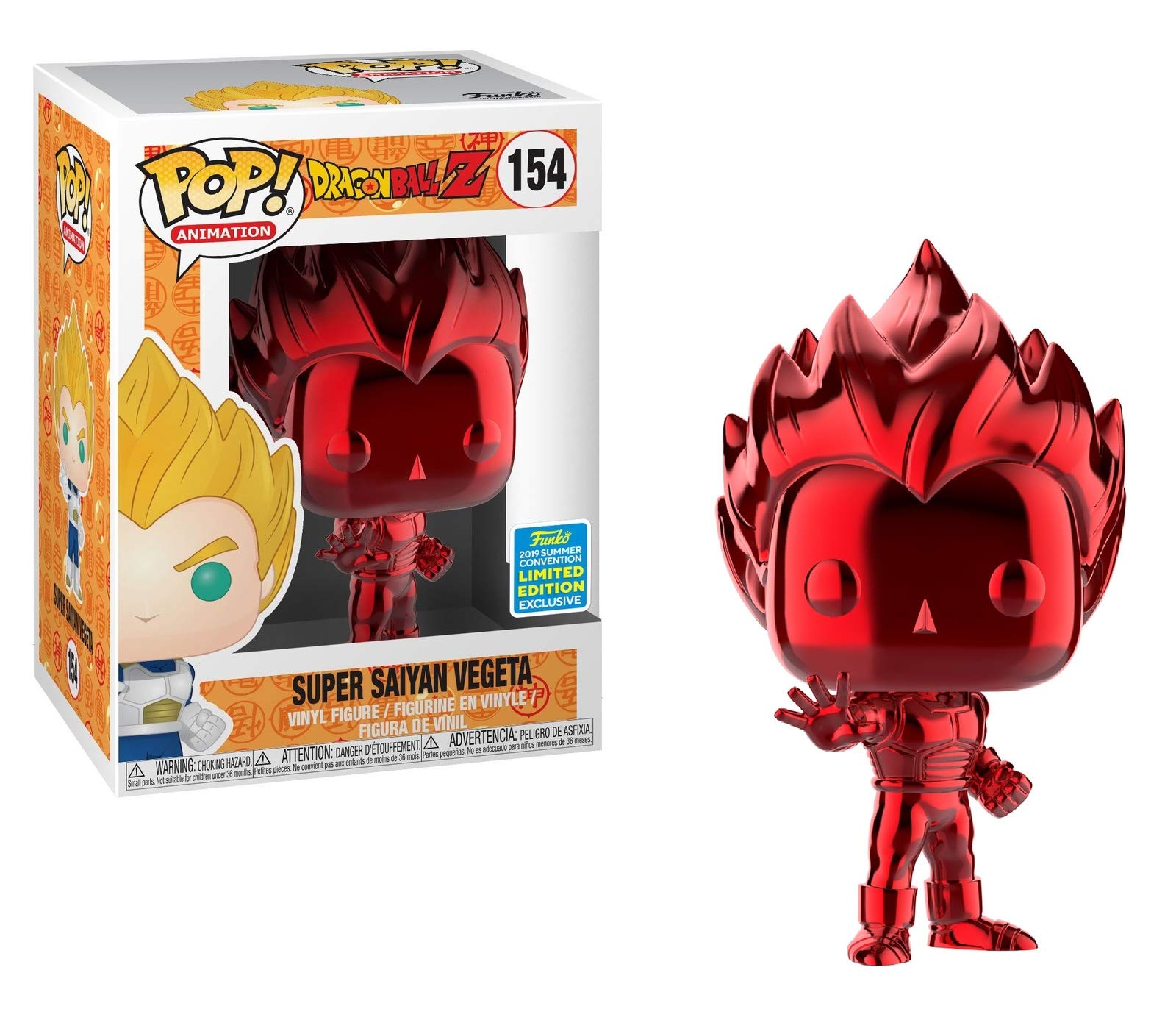 Dragon Ball Z Super Saiyan Vegeta Red Chrome #154 Funko Pop Vinyl Figure - Collectible Anime Action Figure for Display, Gifts & Anime Fans