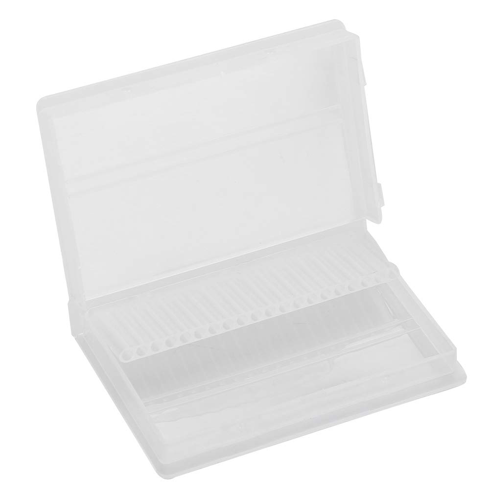 GOTOTOP 20 Slots Transparent Nail Drill Bit Storage Box - Nail File Organizer Case for Professional & Home Manicure Tools - Perfect for Salon Display, Travel & DIY Nail Art Storage