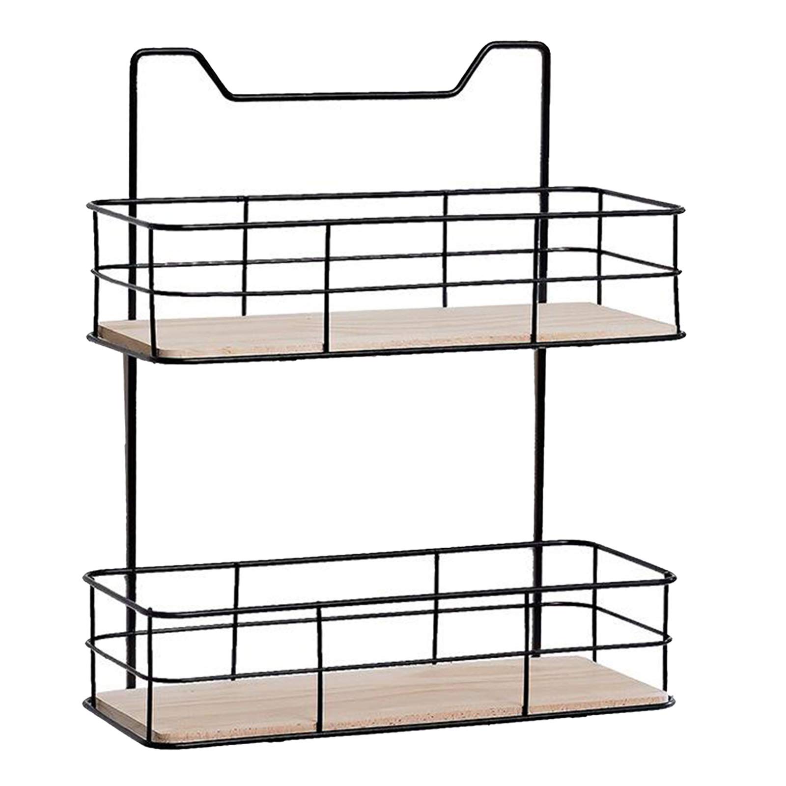 Baoblaze Modern Iron Storage Organizer Shelf Rack Basket - Black | Space Saving Cabinet Organizer for Kitchen, Pantry, Closet, Bedroom & Bathroom | Perfect for Storing Spices, Toiletries & Home Essentials