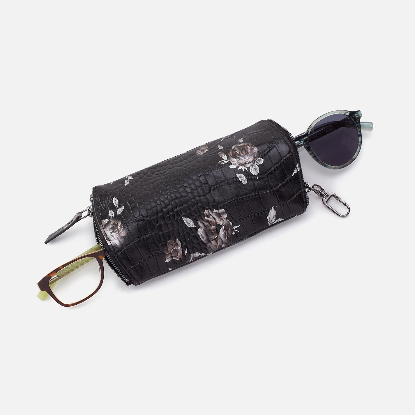 Premium Spark Double Eyeglass Case - Genuine Printed Leather with Rose Croco Design | Perfect for Travel, Work & Everyday Use