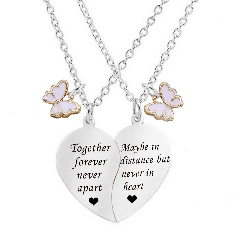 MJartoria BFF Necklace Set of 2 - Matching Heart Friendship Pendants for Best Friends, Valentine's Day & Birthday Gifts - Perfect for Anniversaries, Sister Jewelry or Couple's Keepsake