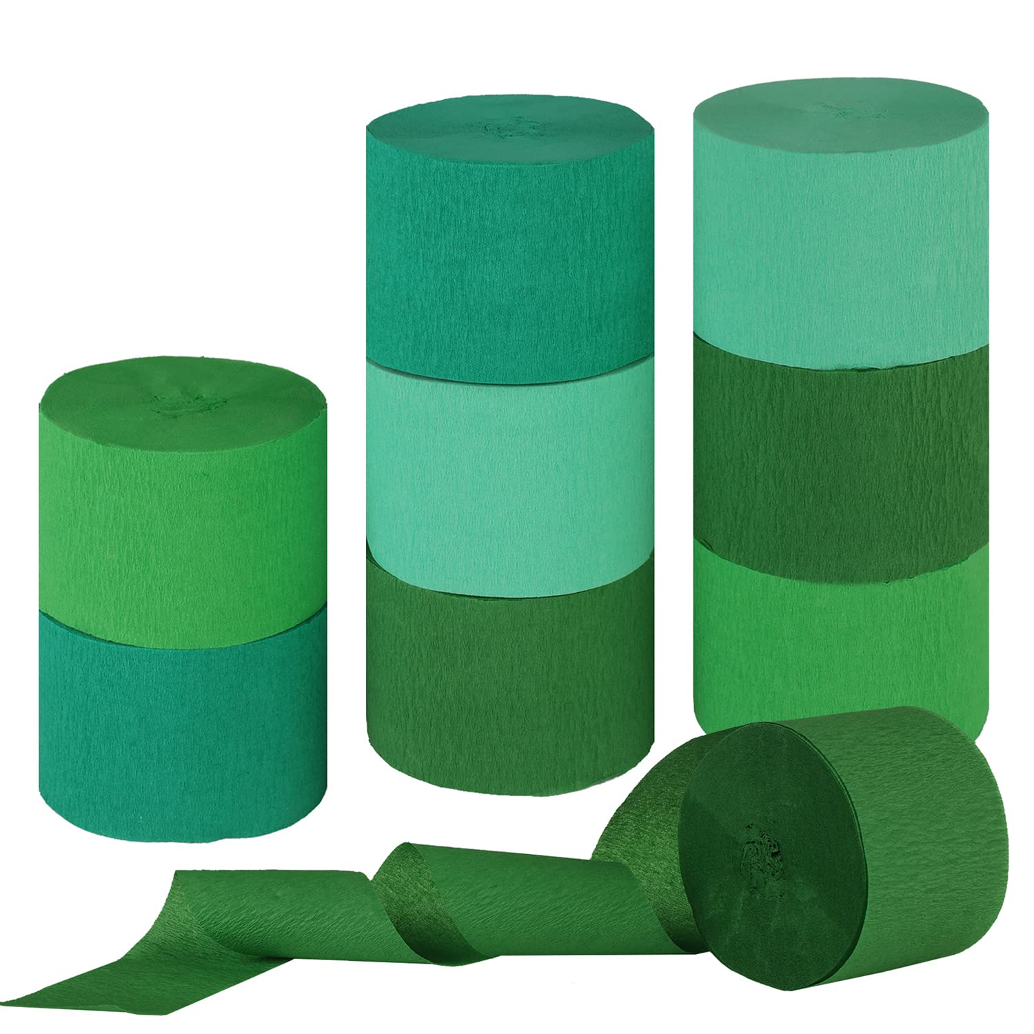 St. Patrick's Day Party Decorations - 8 Rolls Green Crepe Paper Streamers for Birthday, Wedding, Festival & Holiday Celebrations | Perfect for DIY Backdrops, Ceiling Decor & Party Photo Booths