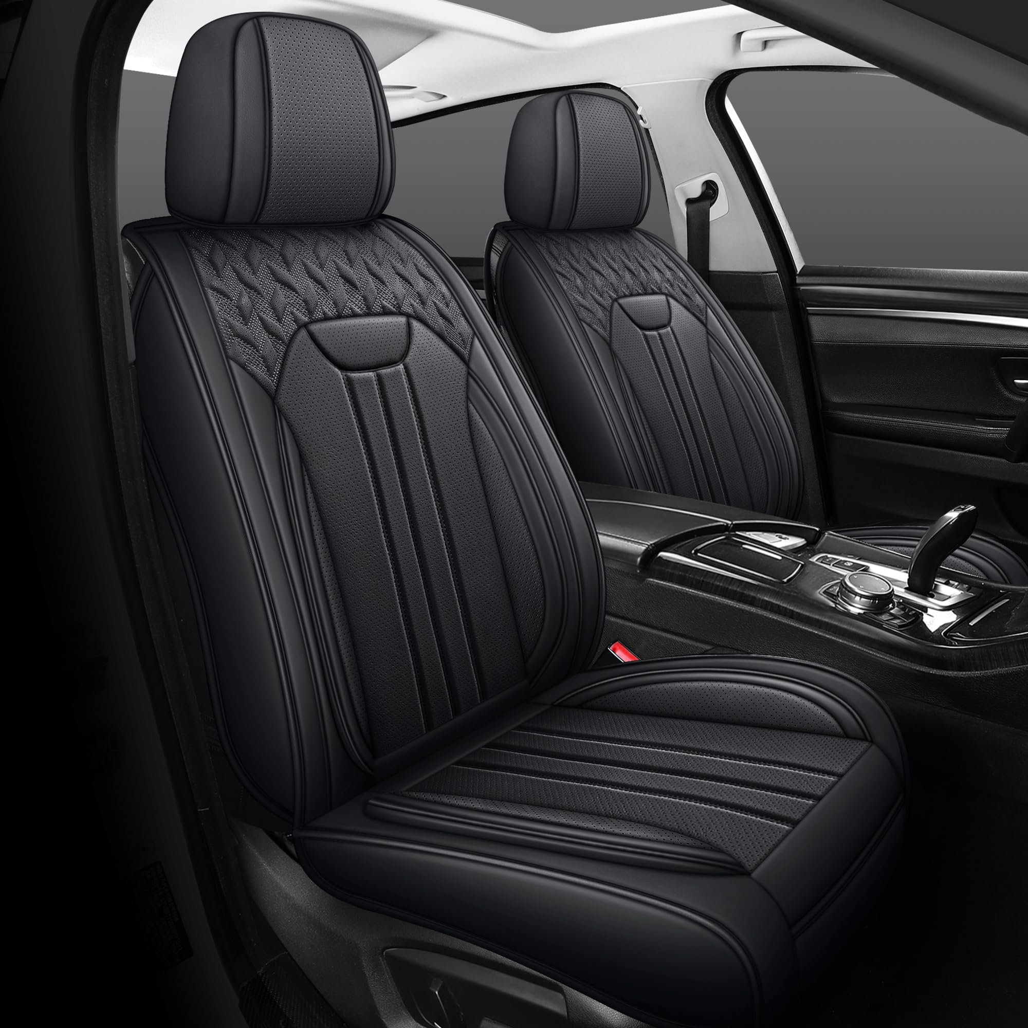 **LINGVIDO Waterproof Car Seat Covers Full Set for SUV & Trucks – Breathable Faux Leather Universal Fit Seat Protectors – Front & Back Seat Covers for Cars – Durable & Easy to Clean – Perfect for Road Trips, Pets & Spills**