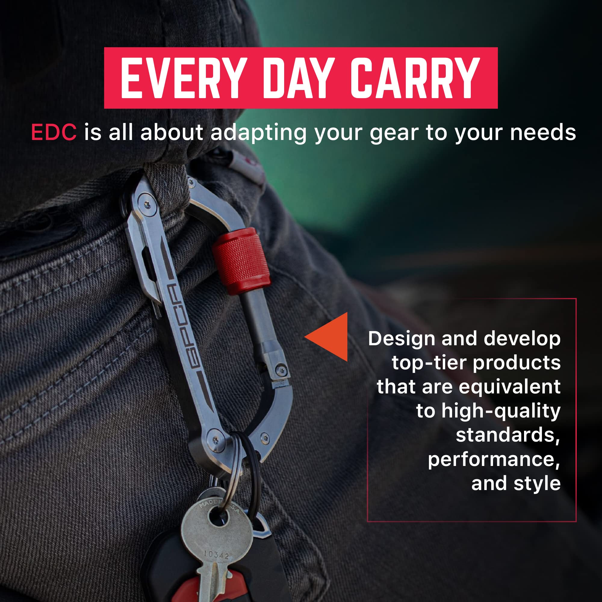 GPCA Carabiner Keychain Clip - Heavy Duty Key Organizer & Key Ring Holder with Bottle Opener | Multi-Tool EDC Gear for Outdoor, Camping, Hiking & Everyday Carry