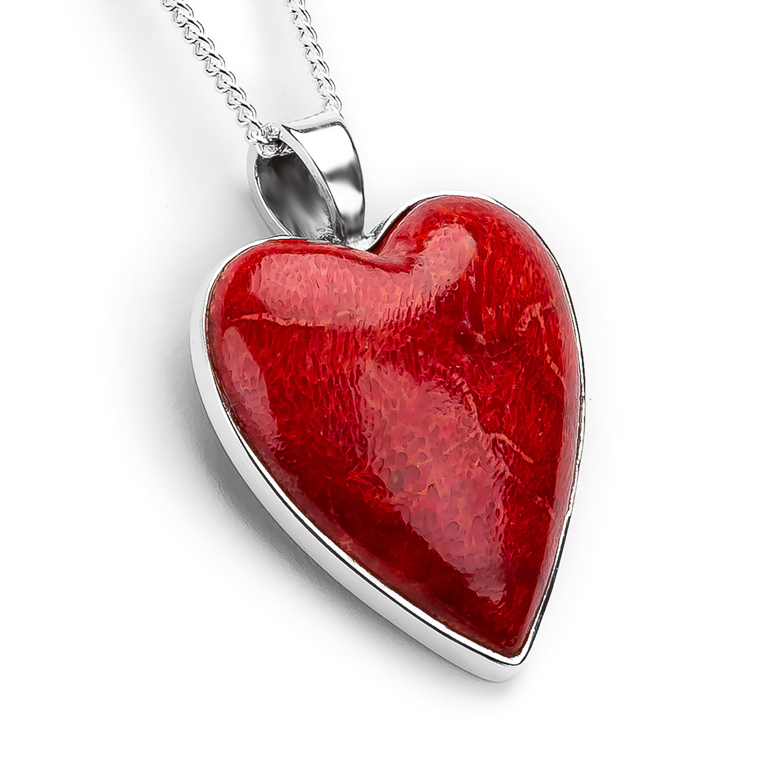 HENRYKA 925 Sterling Silver Red Horn Coral Heart Necklace & Earrings Set | Romantic Love Jewelry Gift for Women | Perfect for Anniversaries, Valentine's Day & Special Occasions