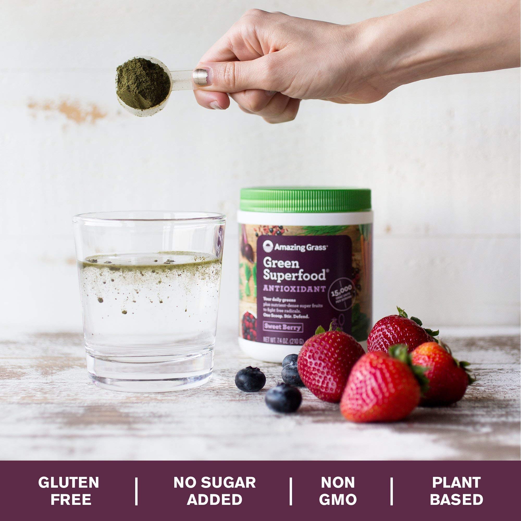 Amazing Grass Sweet Berry Antioxidant Superfood Powder - 7.4 oz | Organic Energy Boost & Immune Support | Perfect for Smoothies, Yogurt & Post-Workout Recovery