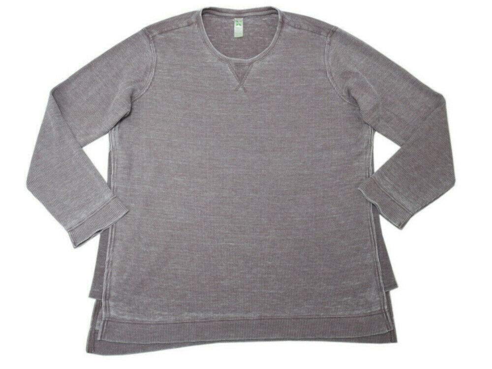 Organic Green Tea Women's Mineral Wash Waffle Knit Top - XL Size in Dry Plum Color | Eco-Friendly Comfort Wear for Yoga, Casual Outings & Relaxation