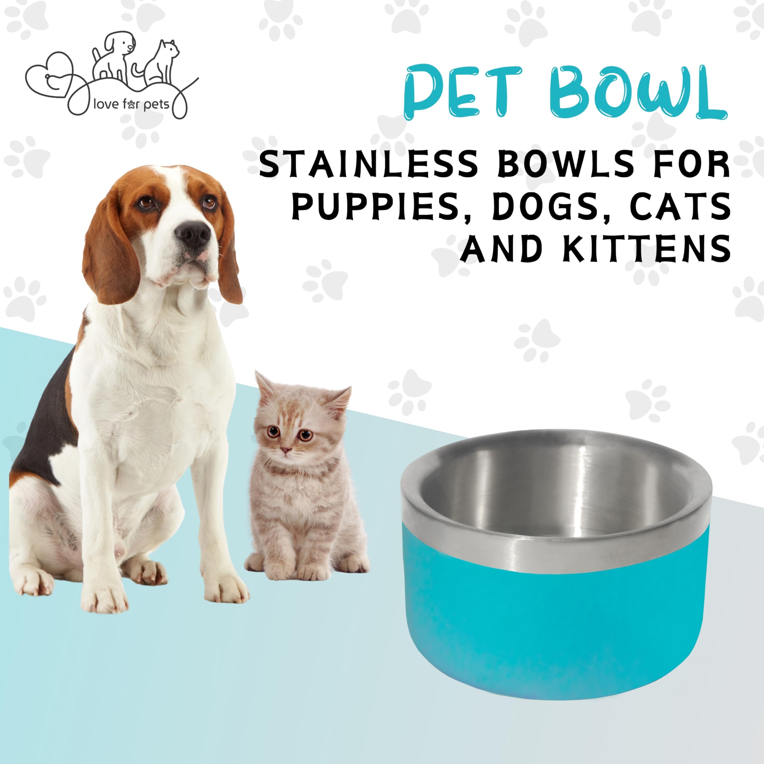 Stainless Steel Pet Bowl - Double Walled Vacuum Insulated for Dogs & Cats - Keeps Food Fresh - Perfect for Travel & Home Use