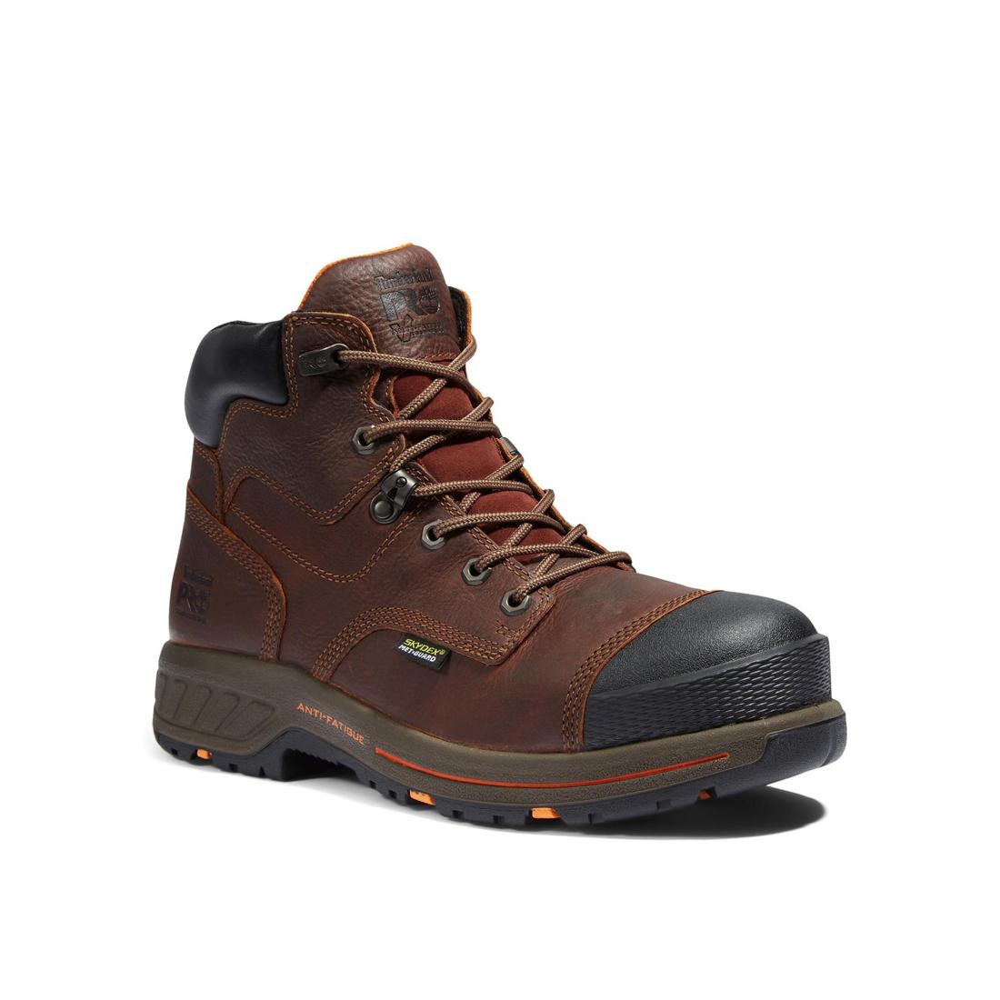 Helix HD 6 Inch Composite Toe Safety Work Boots with Metatarsal Guard - Brown Leather for Construction & Industrial Work