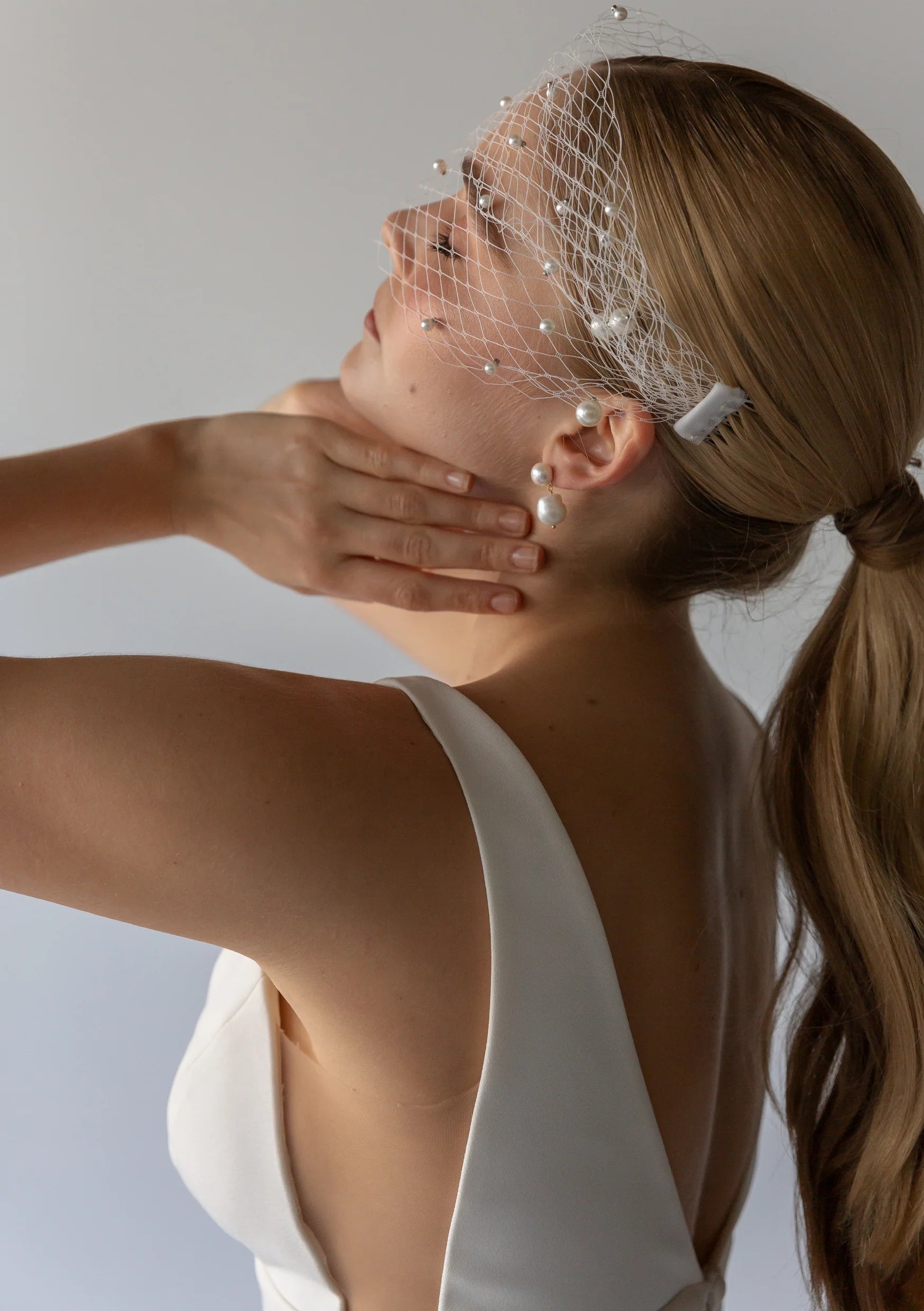 Lola Knight Harlow Pearl Birdcage Veil Ivory - Elegant Bridal Headpiece for Weddings, Vintage Photo Shoots & Special Occasions