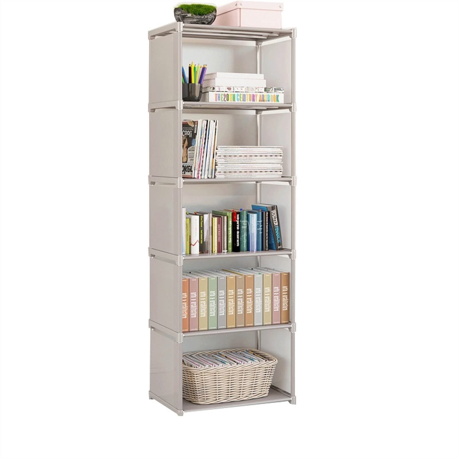 TOMYEUS Kids Bookshelf - 4 Tier White Non-Woven Bookcase for Children's Room, Dorm & Bedroom - Easy Assembly Storage Shelf for Books, Toys & School Supplies - Perfect for Study Areas, Playrooms & Small Spaces
