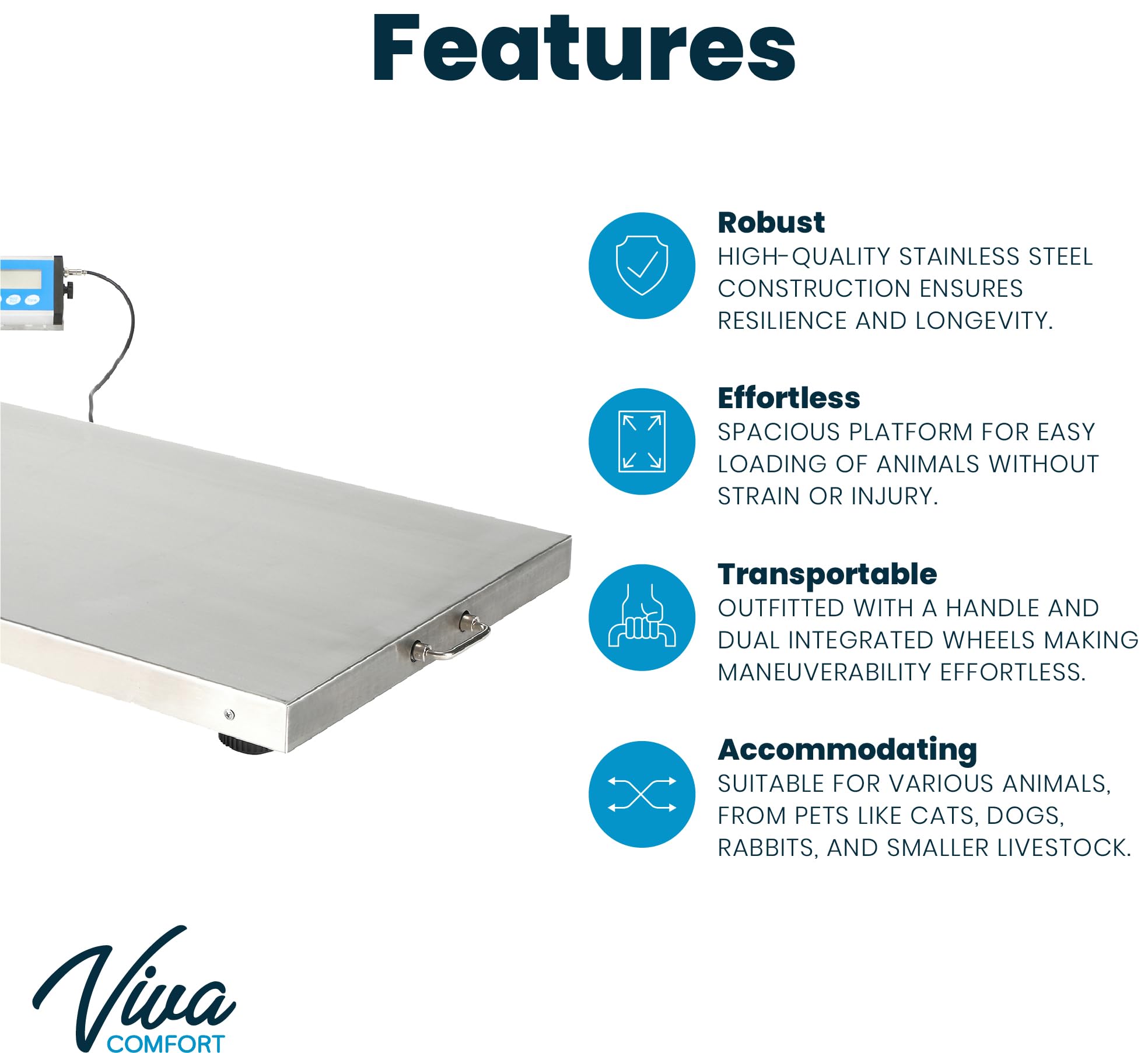 Digital Veterinary Scale for Large Dogs & Livestock - Heavy Duty 660 lbs Capacity (44.09
