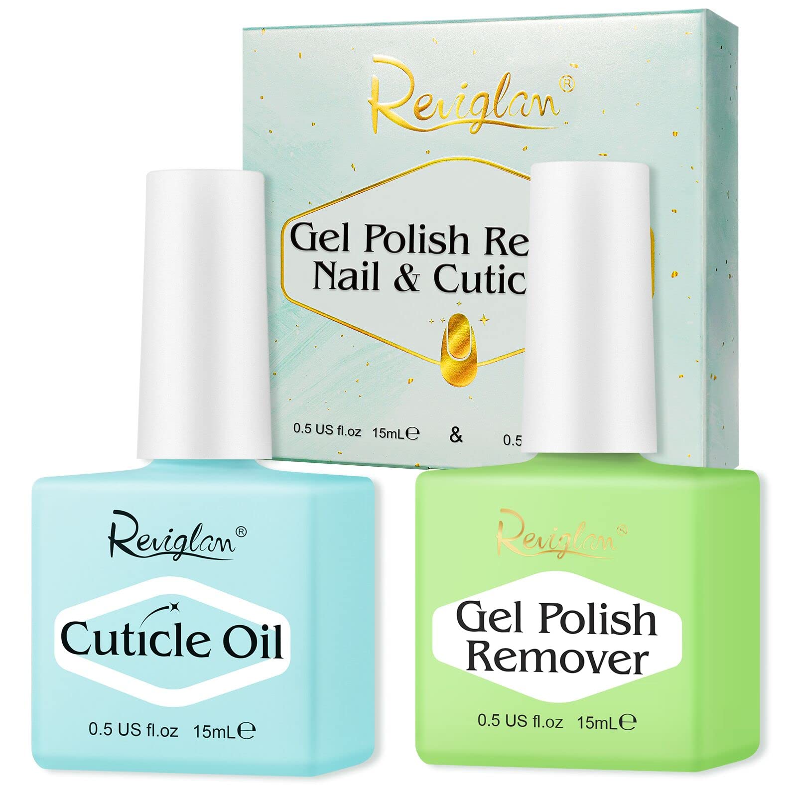 Gel Nail Polish Remover with Cuticle Oil Kit - 2x15ml Professional Nail Care Set for Soaking Off Gel & Acrylic Nails - Perfect for At-Home Manicures & Salon Use