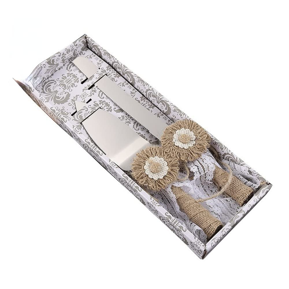 2-Piece Stainless Steel Cake Knife & Server Set - Sharp Bread Knife, Cheesecake Knife & Pizza Cutter - Wedding, Party & Kitchen Essentials for Cake Cutting, Serving & Baking Needs