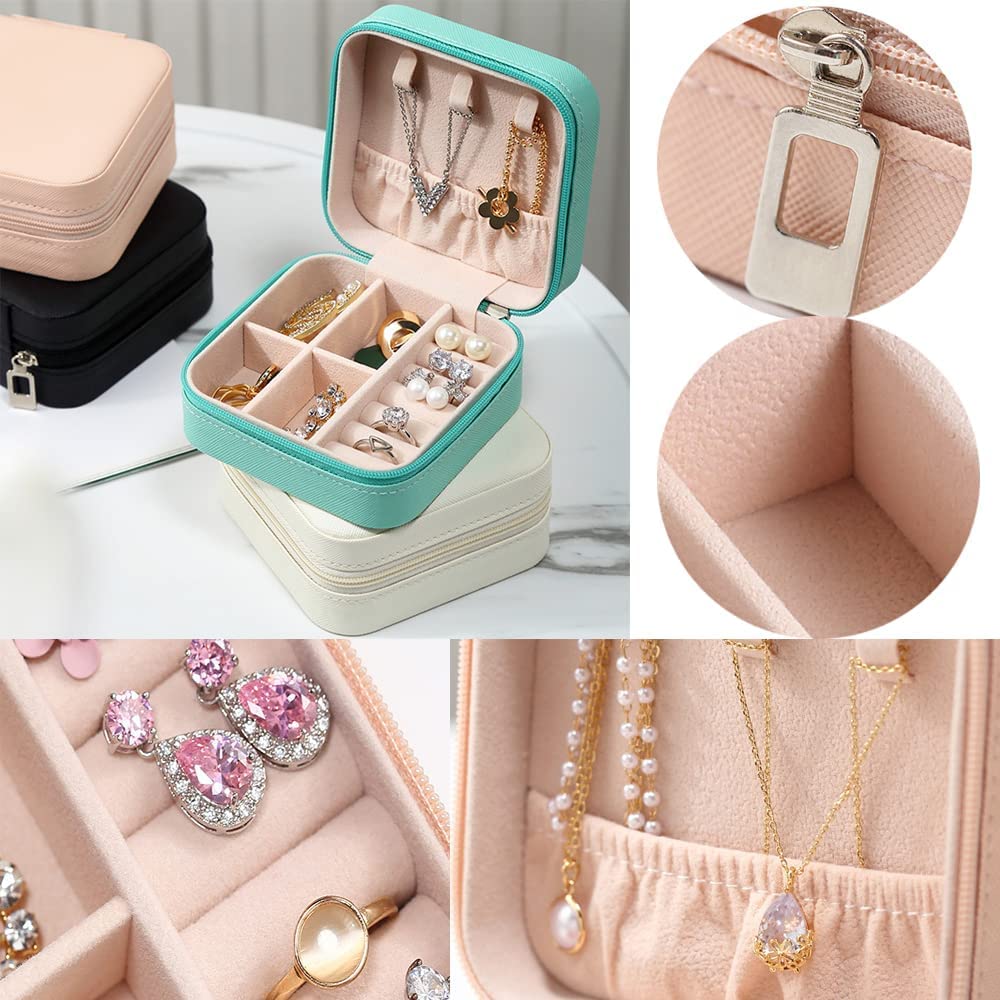 PU Leather Jewelry Box - Double Layer Travel Jewelry Organizer for Necklace, Ring & Small Accessories (10x10x5cm, Pink) | Perfect Gift for Women & Girls | Compact Storage for Travel, Home & Office Use