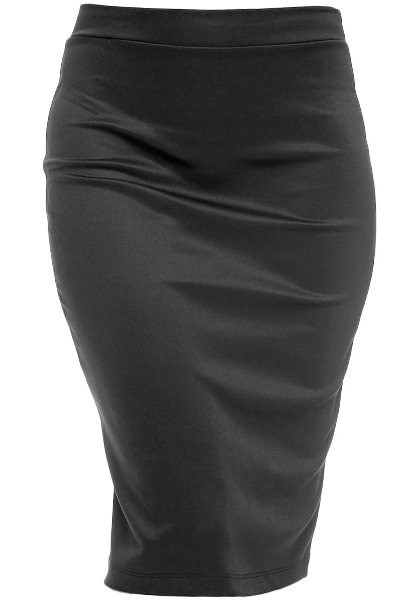KMystic Women's Solid Pencil Skirt with Back Slit - Regular & Plus Size Office Wear for Professional Women | Work, Business, Cocktail Party Attire