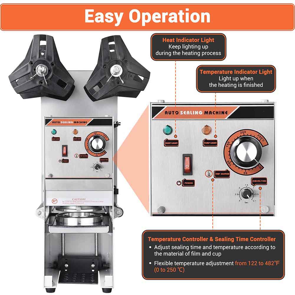 TheLAShop Semi-Automatic Bubble Tea Cup Sealer Machine for Boba Drinks - Perfect for Tea Shops, Cafes & Home Use