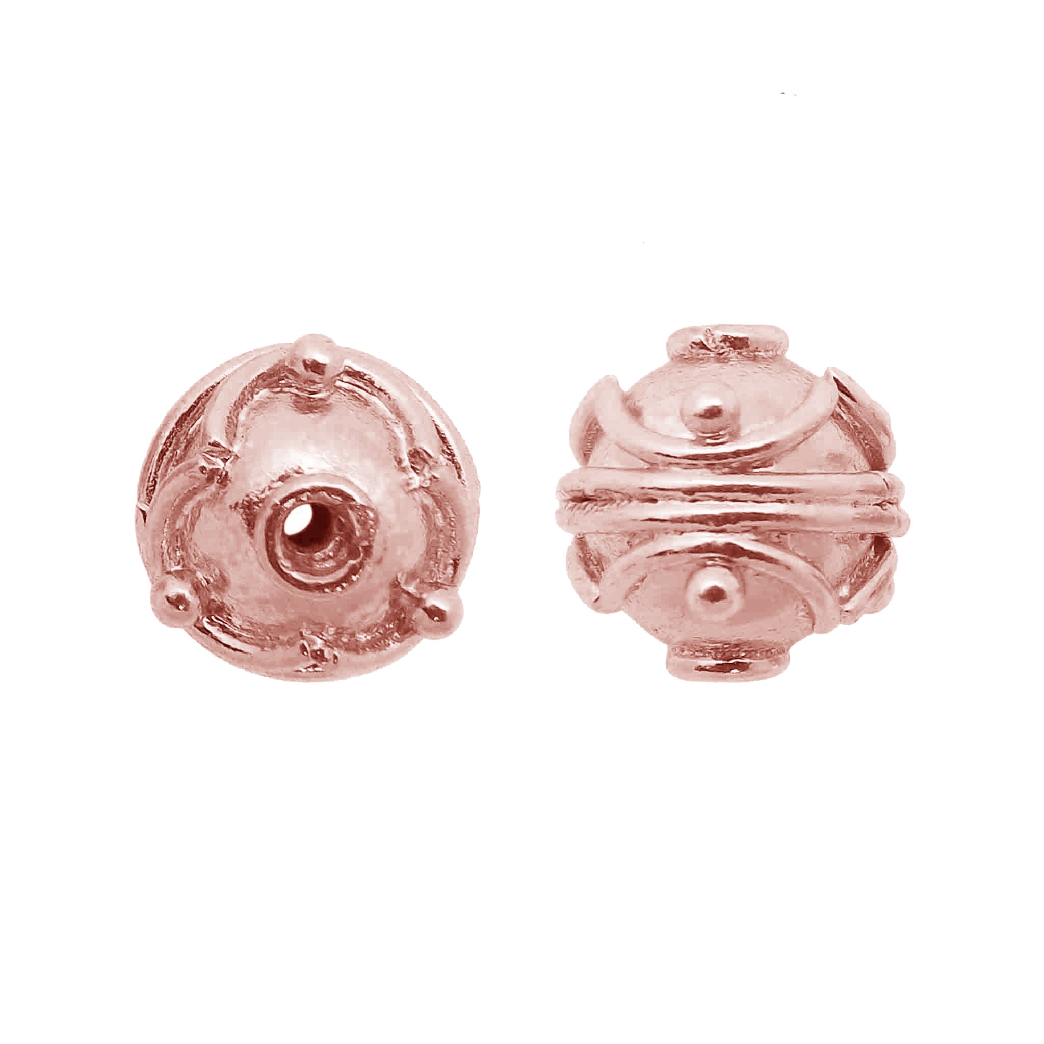 Rose Gold Overlay Bali Bead BRG-114-12.5MM - Handmade Jewelry Beads for DIY Bracelets, Necklaces & Crafting Projects