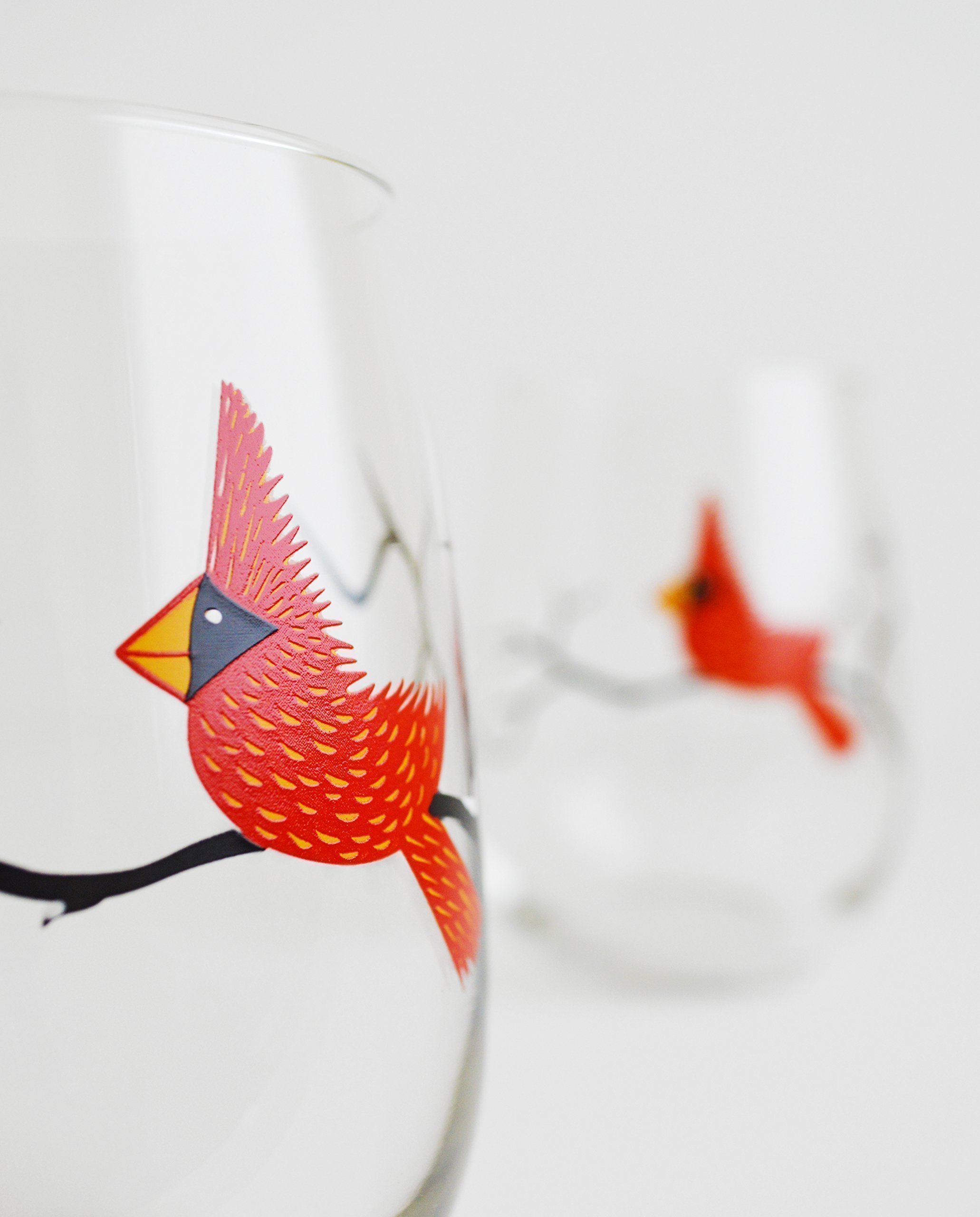 Cardinal Stemless Wine Glasses Set of 4 - Christmas Holiday Red Bird Glassware for Gifts, Party Hosting & Home Decor | Perfect for Festive Gatherings, Dinner Parties & Seasonal Celebrations