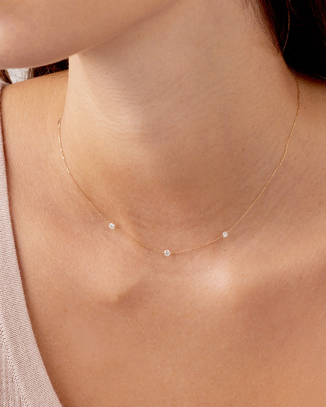 Floating Diamond Stationary Trio Necklace - Elegant Layered Pendant Jewelry for Women, Perfect for Daily Wear, Parties & Special Occasions