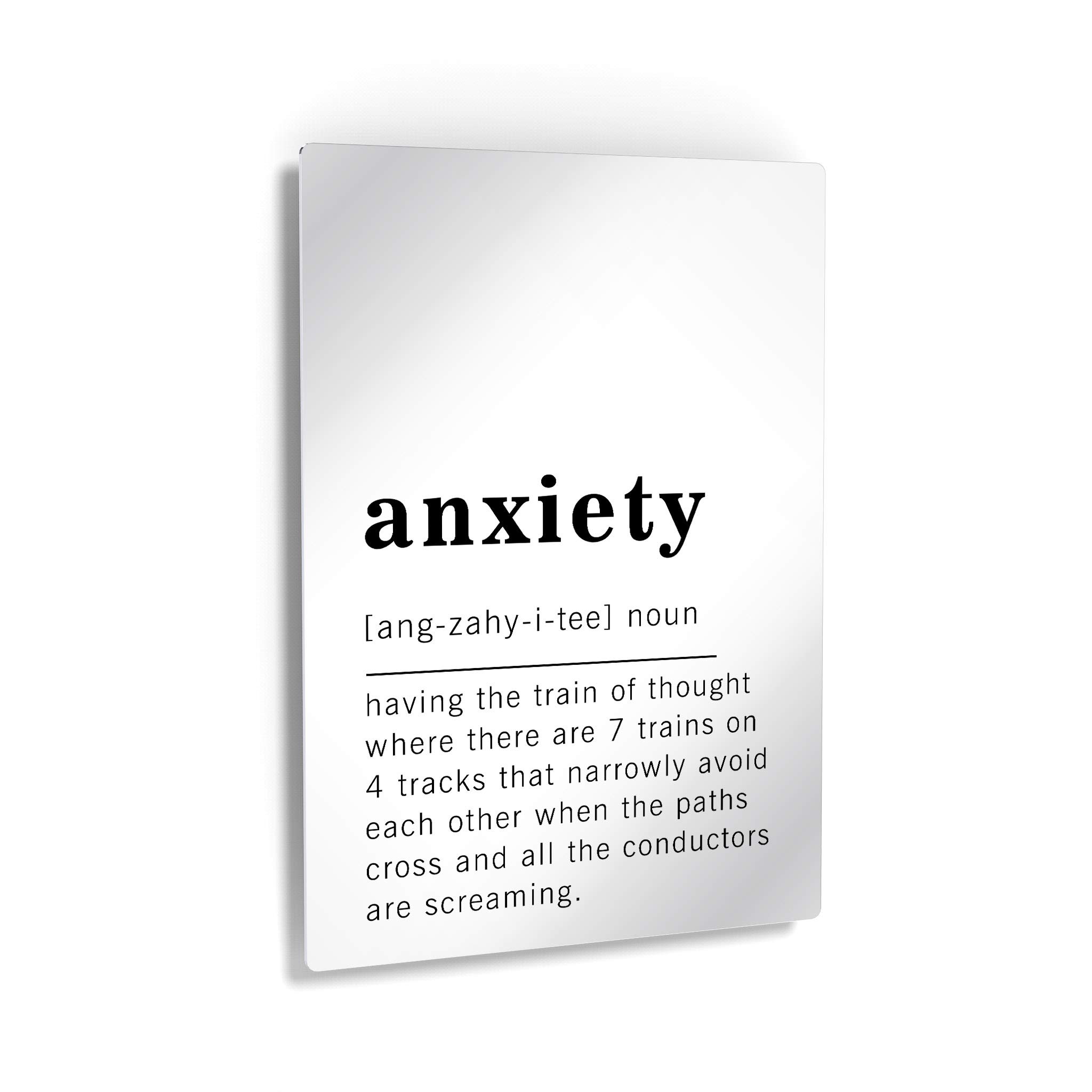 Funny Noun Dictionary Definition of Anxiety Metal Print - Inspirational Quote Wall Art for Office, Living Room, Bedroom & Bathroom - Ready to Hang Home Decor (40x30 Inches, Made in USA) - Perfect for Stress Relief & Humorous Home Decorating