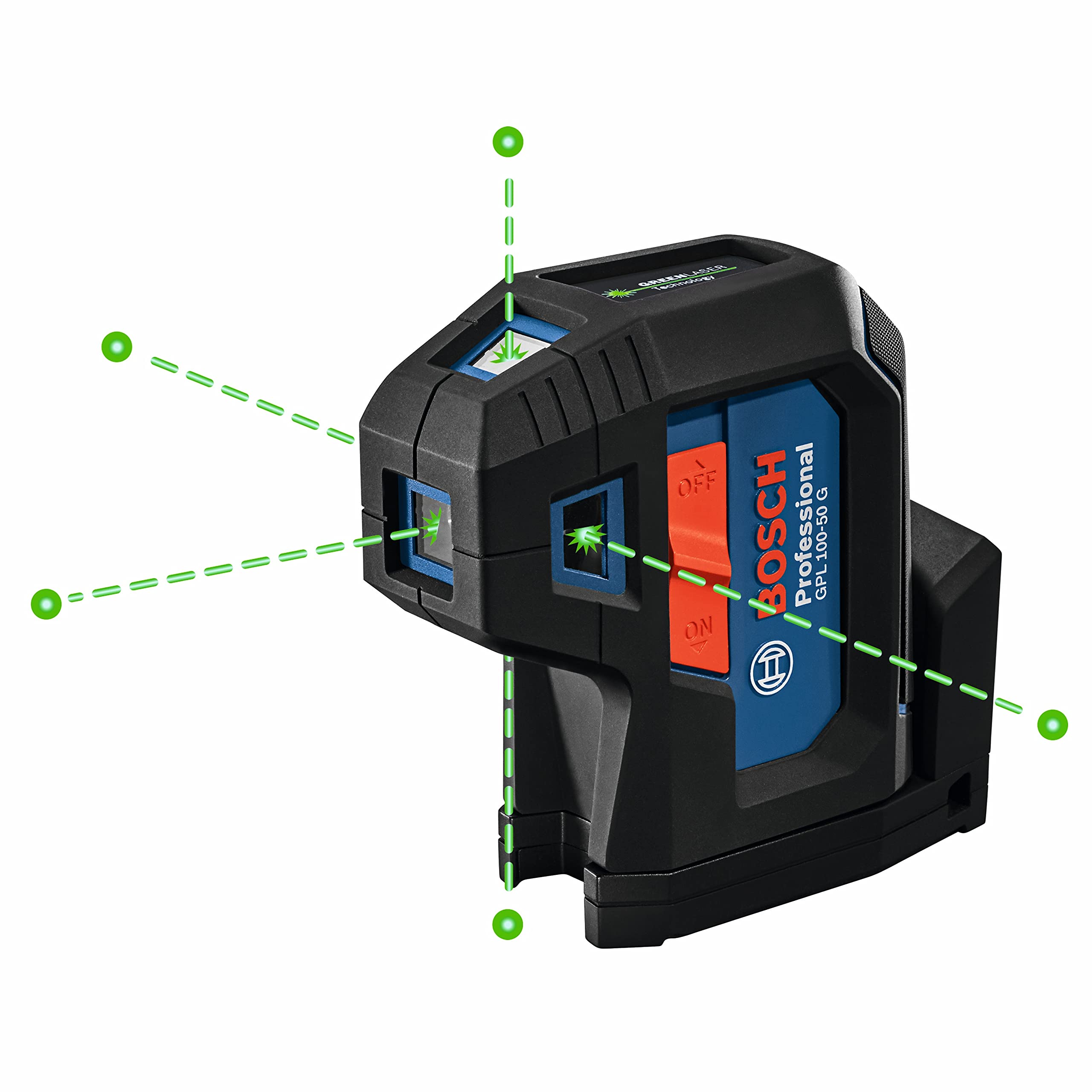 BOSCH GPL100-50G Green-Beam Self-Leveling Alignment Laser Level Kit with 2 AA Batteries, Built-In Multipurpose Mount & Hard Carrying Case - Perfect for Construction, Renovation, and DIY Projects