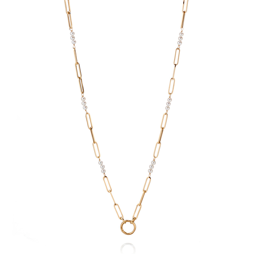 Elegant Pearl Paper Clip Chain Necklace for Women - Dainty Layering Jewelry for Everyday Wear, Parties & Special Occasions