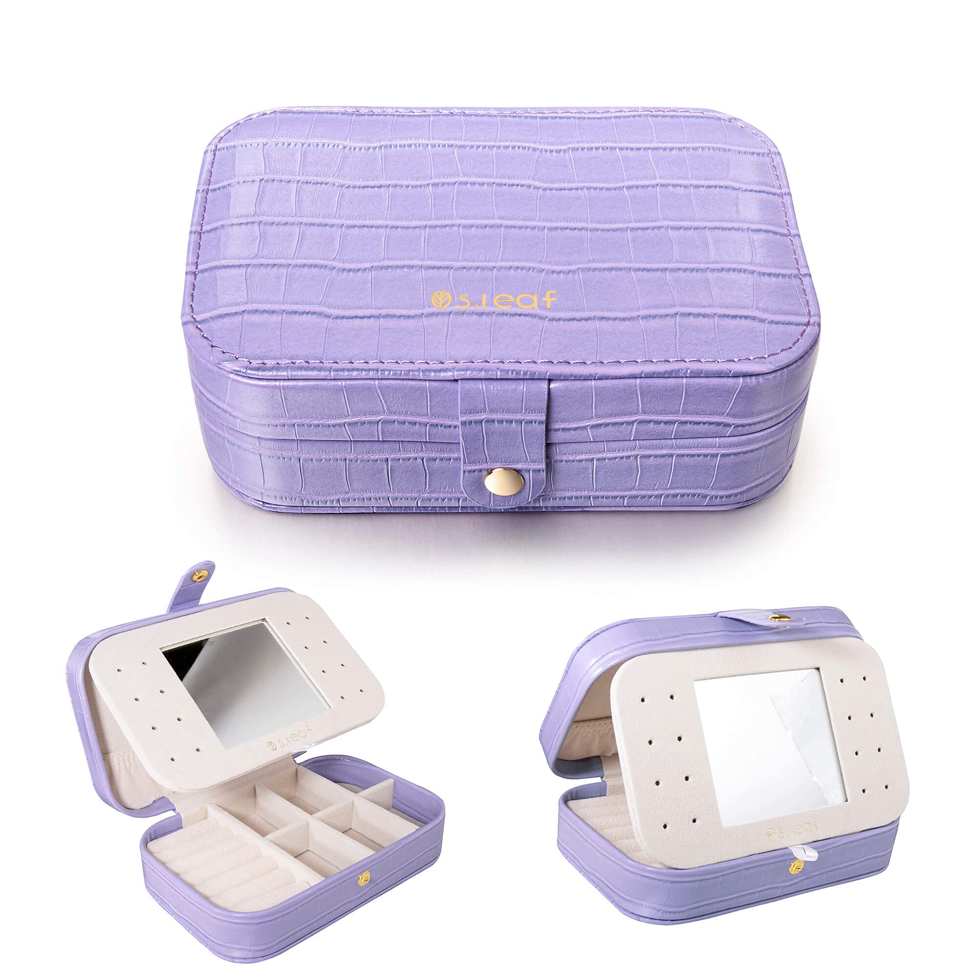 S.Leaf Travel Jewelry Organizer Box for Women - Portable Jewelry Case with Earring & Necklace Storage - Perfect for Vacation, Business Trips & Daily Use