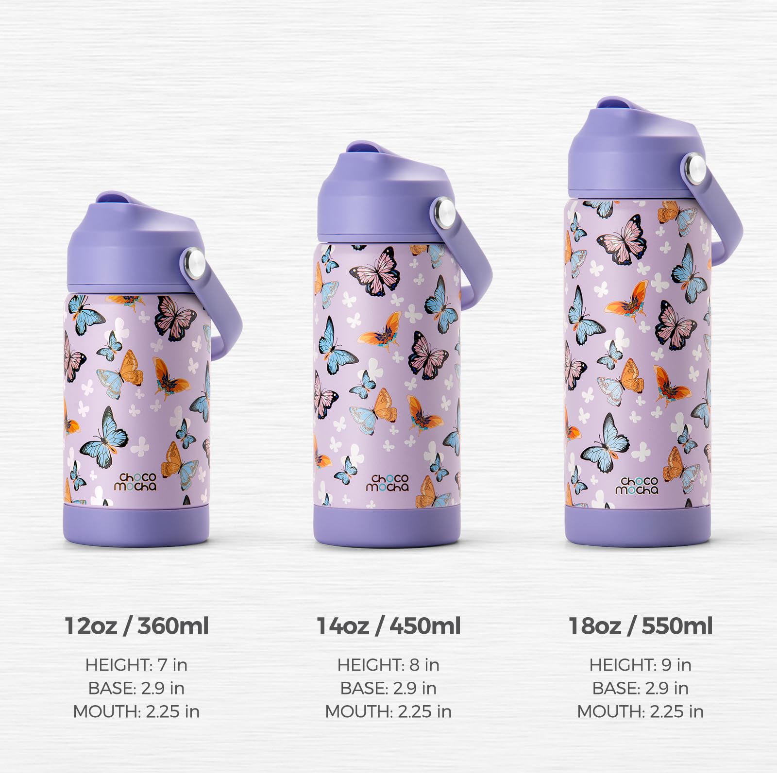 Choco Mocha Insulated Stainless Steel Water Bottle for Kids - 14Oz Leak-Proof School Water Bottle, BPA-Free & Double-Walled for Hot/Cold Drinks - Perfect for School, Sports & Outdoor Activities (Pink)