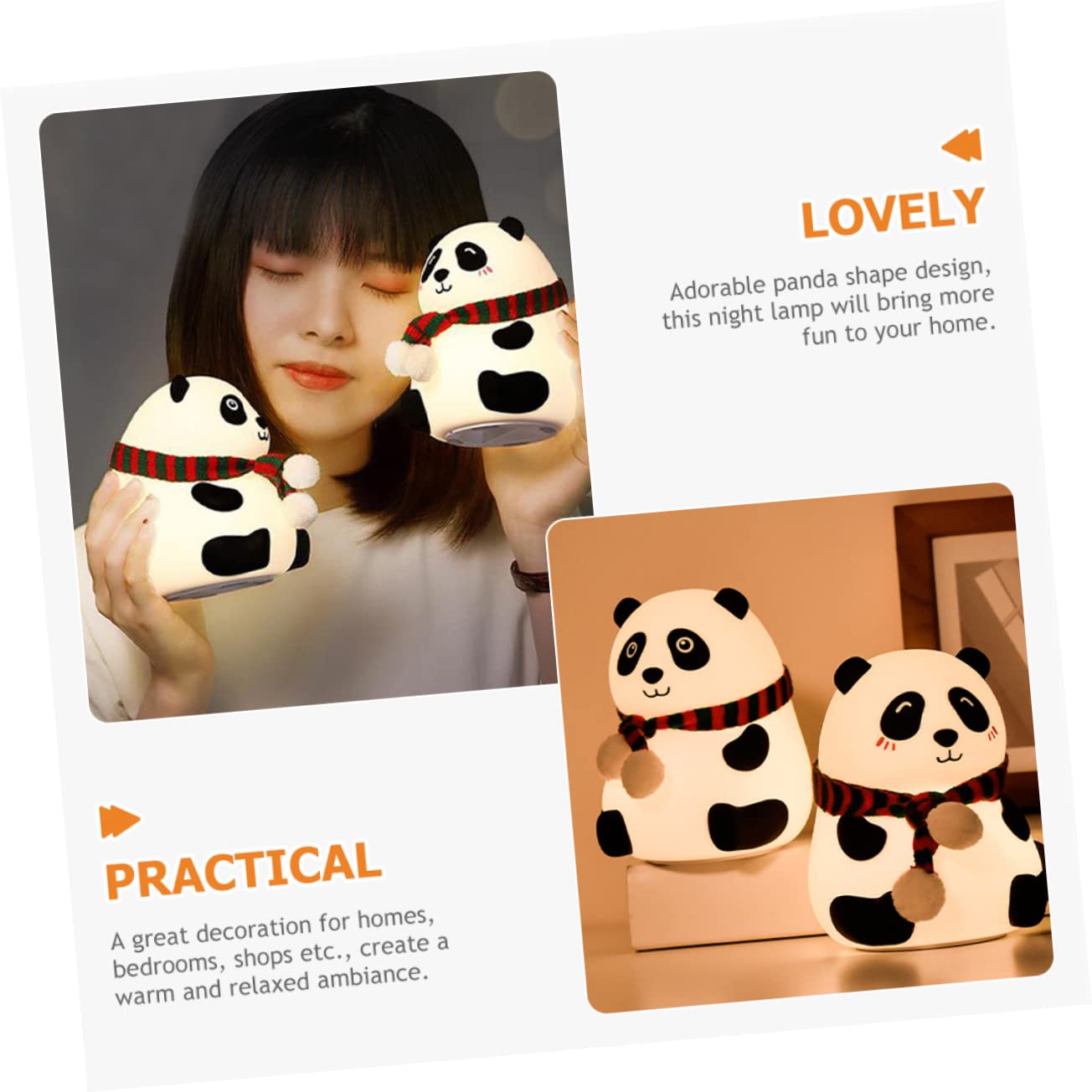 Uonlytech 5-Pack Rechargeable LED Panda Night Light - Cute Cartoon Desk Lamp for Kids, Nursery, Bedroom & Home Decor | Perfect for Bedtime, Reading & Nighttime Safety