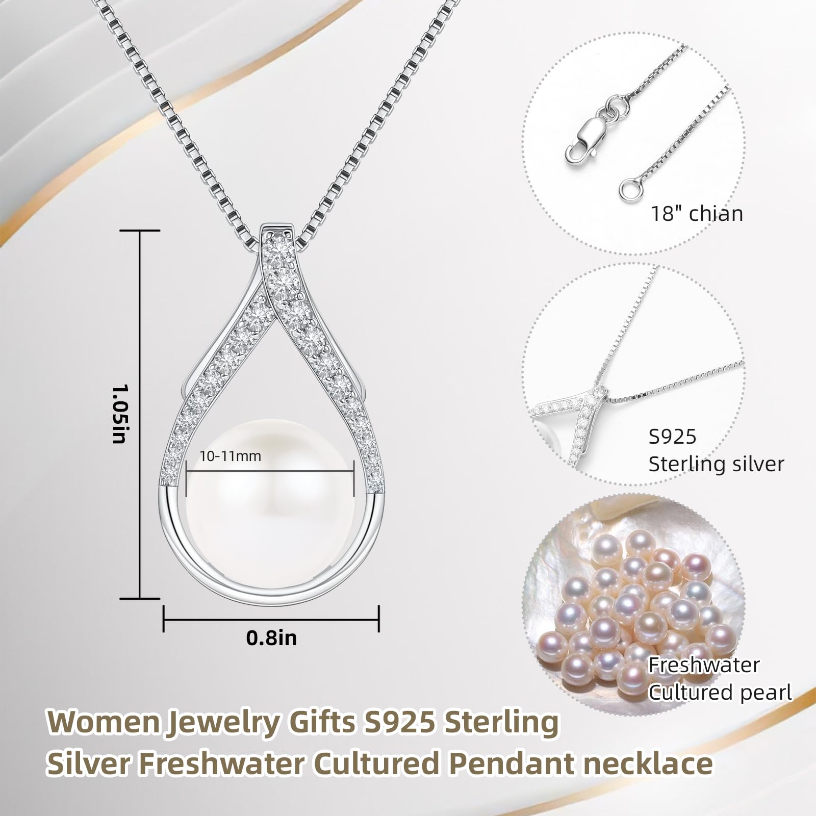 Tahitian Black Pearl Necklace for Women - 10-11mm Phoenix Pendant with 925 Sterling Silver 18