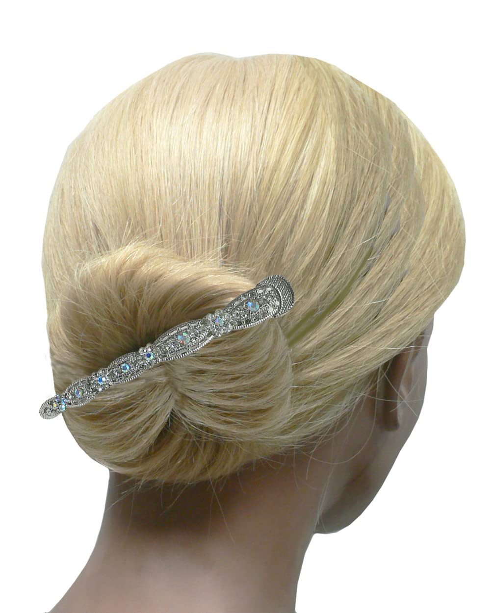 2 Pack JCGY Alligator Hair Clips with U Underclip for Thin Hair - Bridal Duckbill Beak Clips with Strong Grip (Blue Crystal) - Perfect for Weddings, Prom, and Everyday Hairstyling