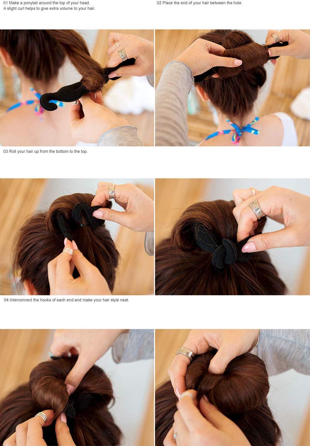Inaaya Twist Turn and Tie Pad Curler Shaper Sponge Donut Bun Maker Hair Styler Styling Tool (M5) - Perfect for Updos, Ponytails & Voluminous Hairstyles at Home or Salon