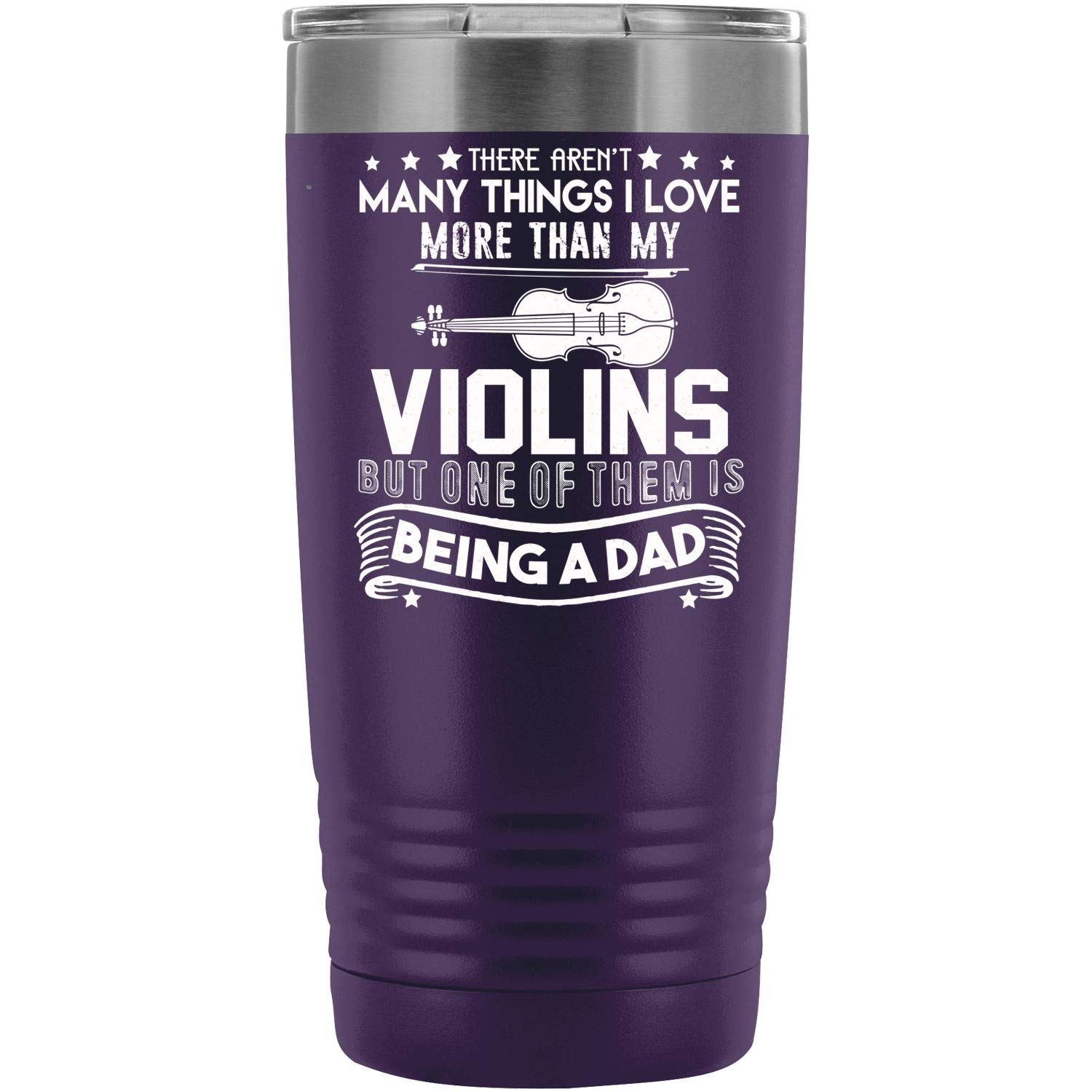 20oz Double Wall Vacuum Insulated Tumbler with Straw - Purple Travel Coffee Mug for Dads | Perfect for Office, Commuting & Outdoor Activities | I Love My Violins Themed Gift