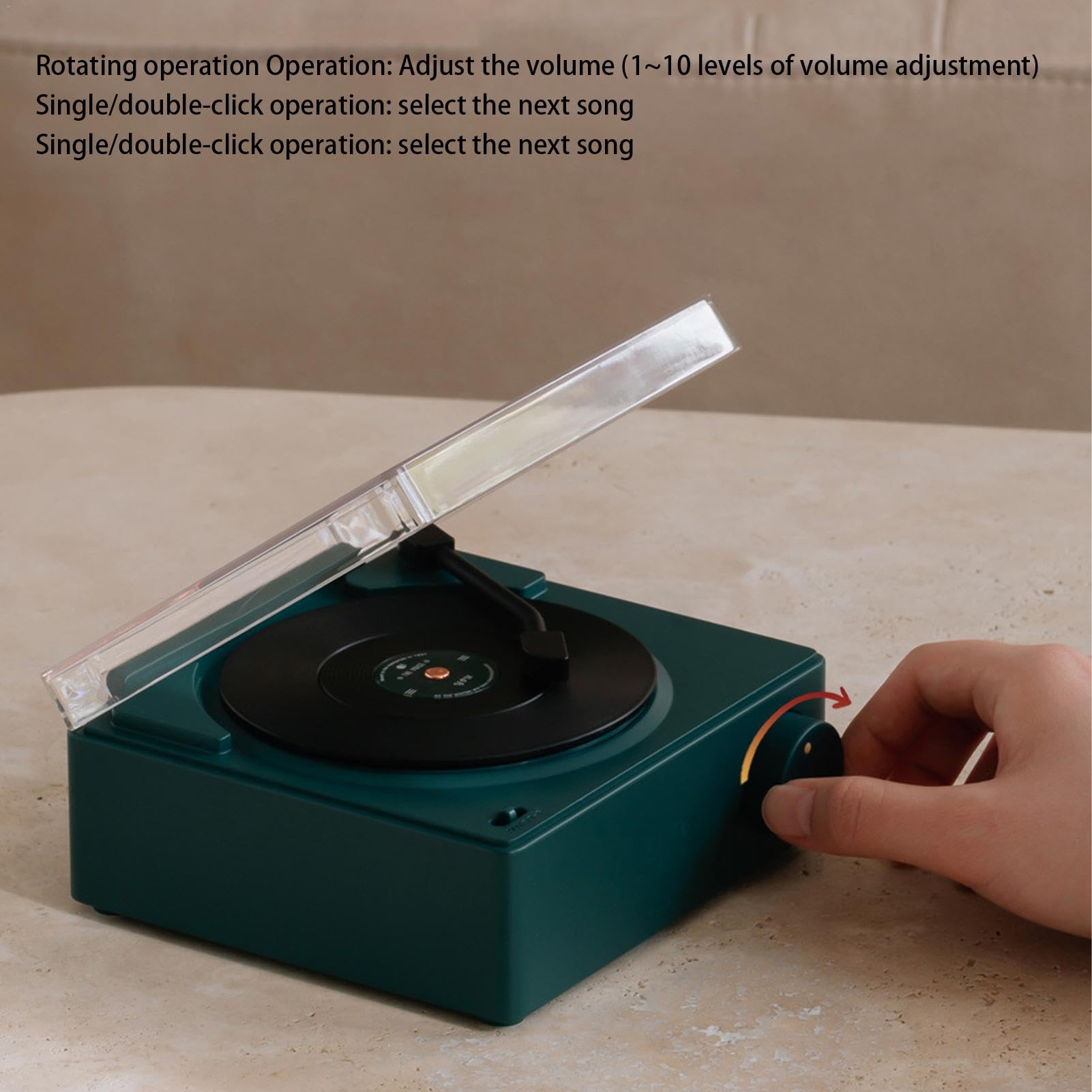 Joberio Wireless Record Player with Built-in Speakers, Alarm Clock & Bluetooth Connectivity | Portable Turntable for Home, Travel, Yard & Outdoor Activities