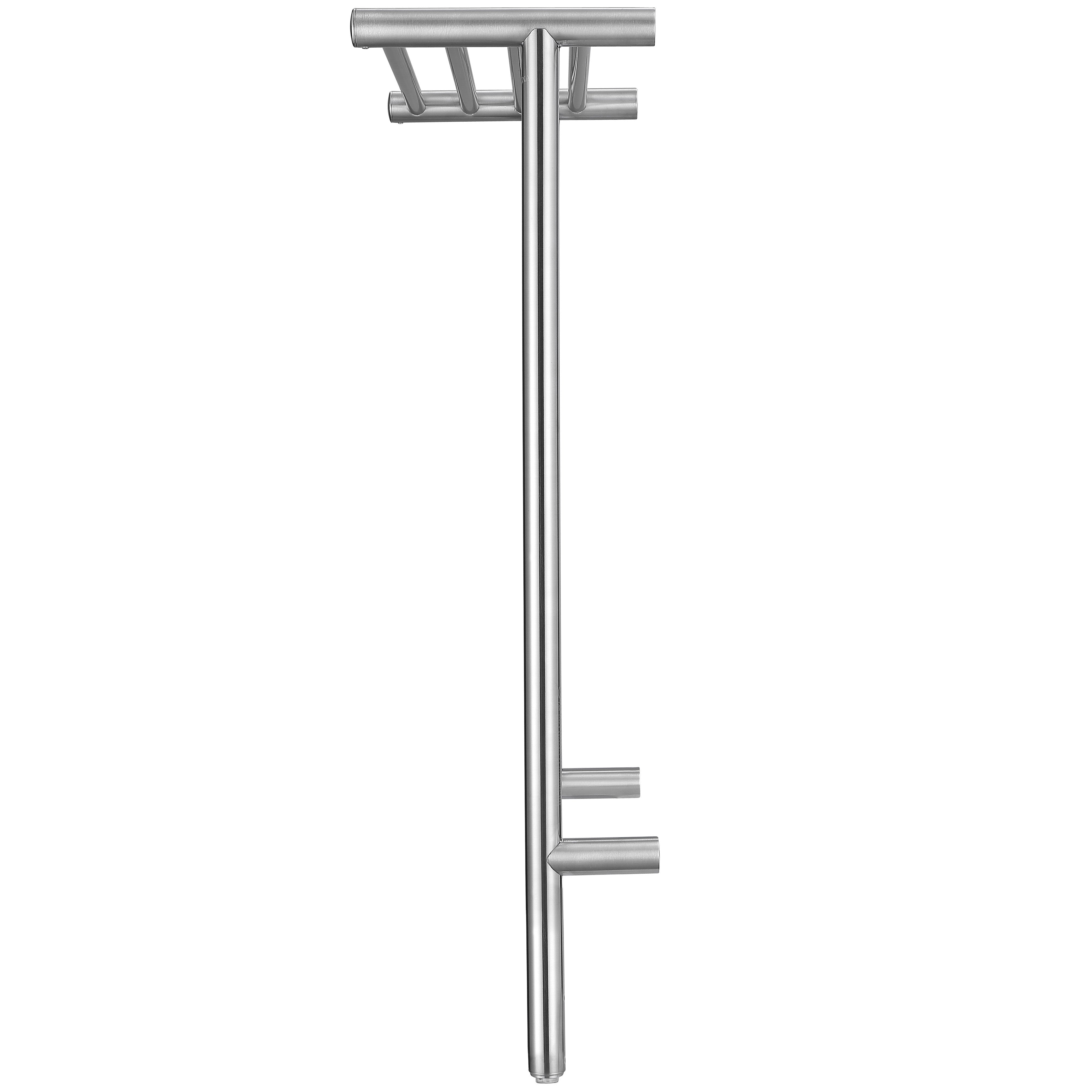 Liazzo OBT 8 Bar Electric Towel Warmer - Hardwired & Plug-in with Timer - Brushed Stainless Steel - Perfect for Bathroom, Spa & Luxury Home Heating