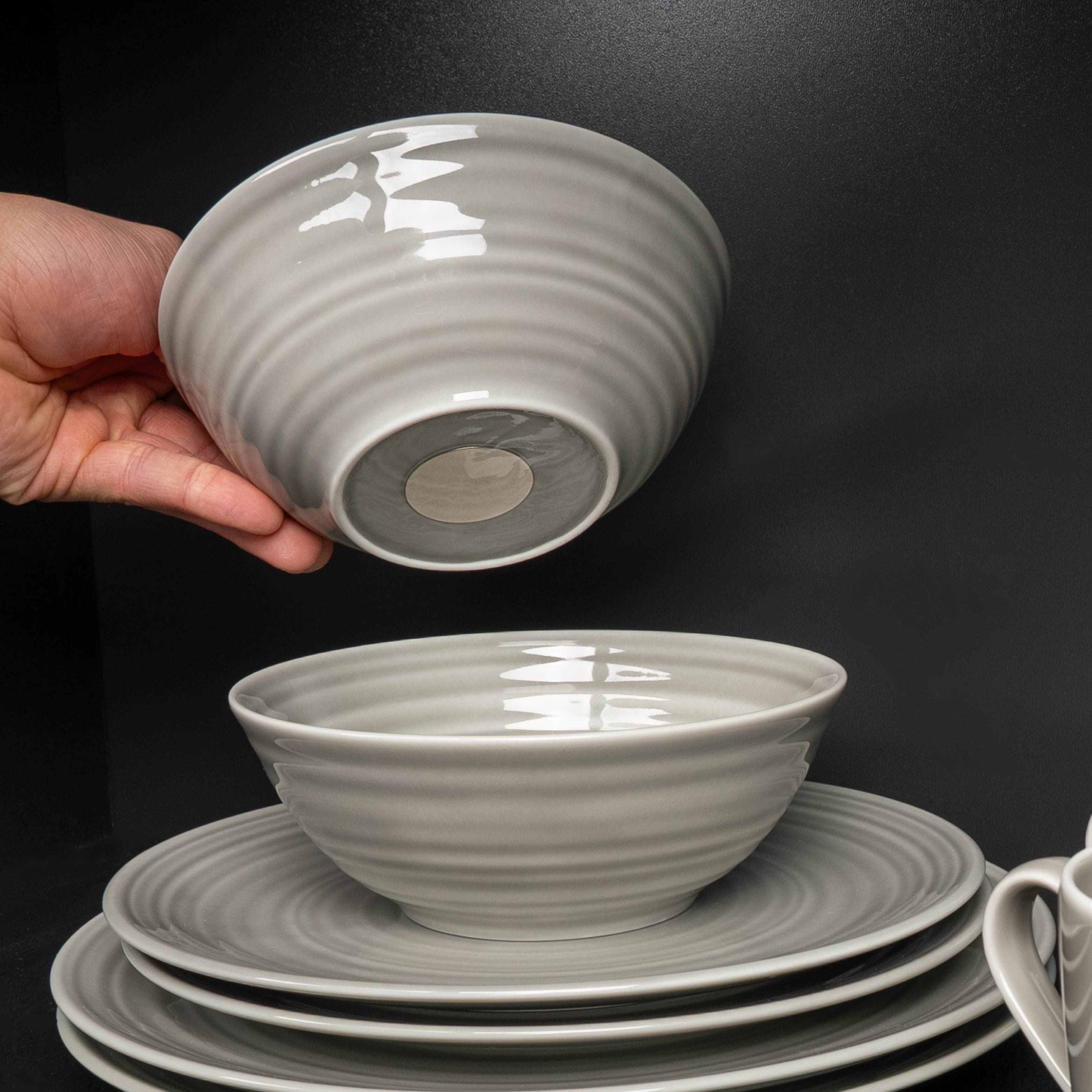 Premium Porcelain Bowls with Magnet Base - 16cm Set for Dining, Kitchen & Home Decor - Ideal for Soup, Salad, Desserts & Stylish Table Setting