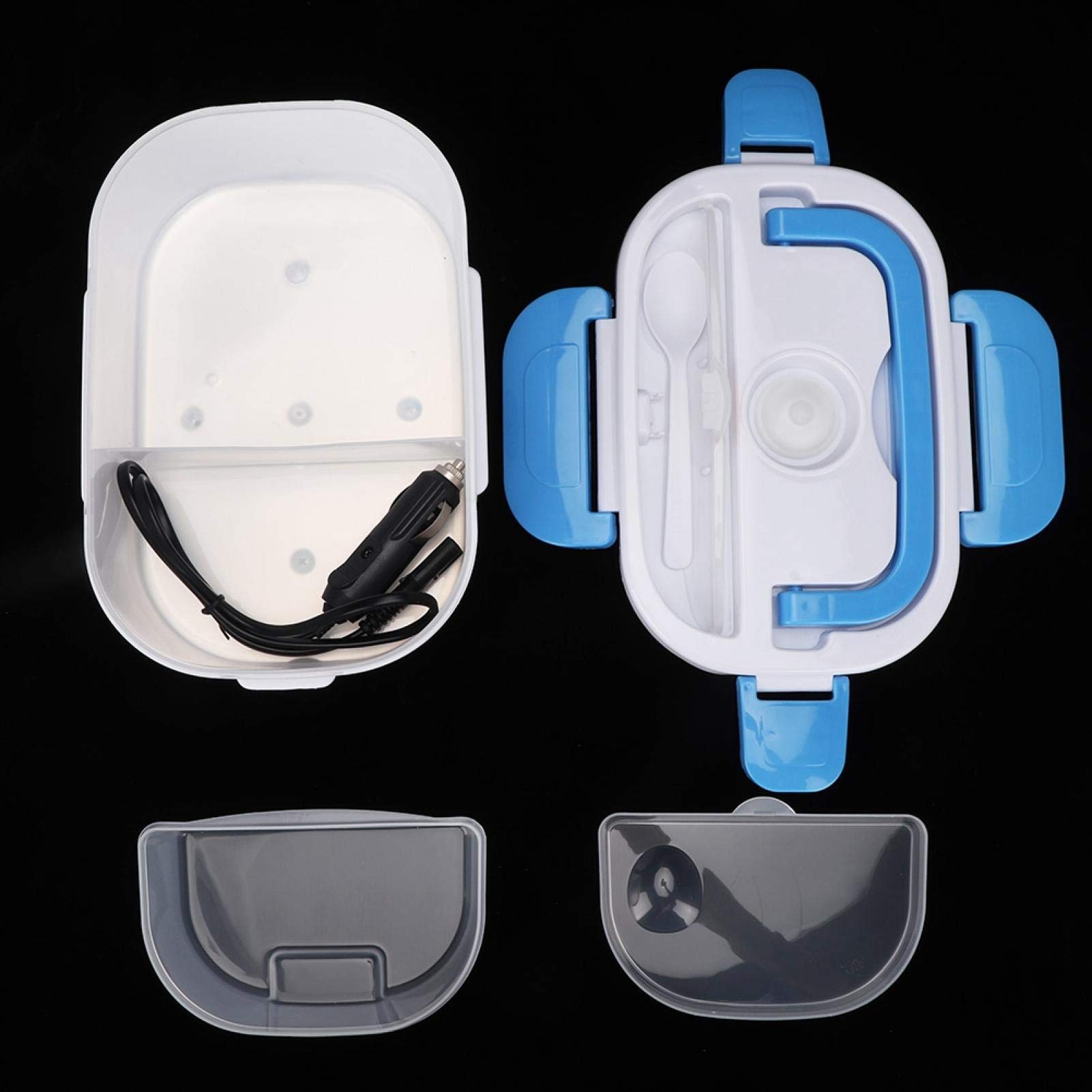 Electric Heating Lunch Box - Portable Transparent Food Warmer for Car, Office & Outdoor Use (Blue) | Perfect for Travel, Commuting & Picnics
