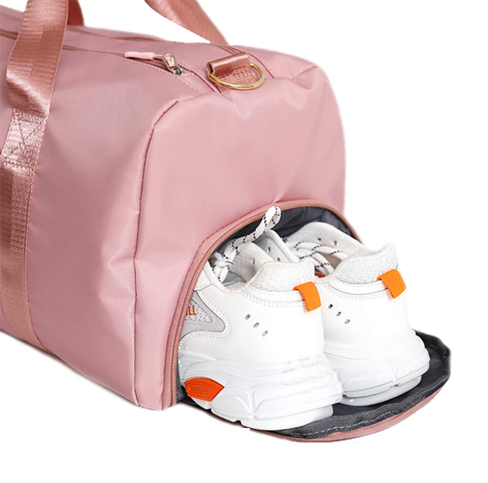 Waterproof Gym Bag for Men & Women - Sports Duffel with Wet/Dry Compartments, Shoe Pocket - Ideal for Travel, Swim, Yoga & Training (Pink)