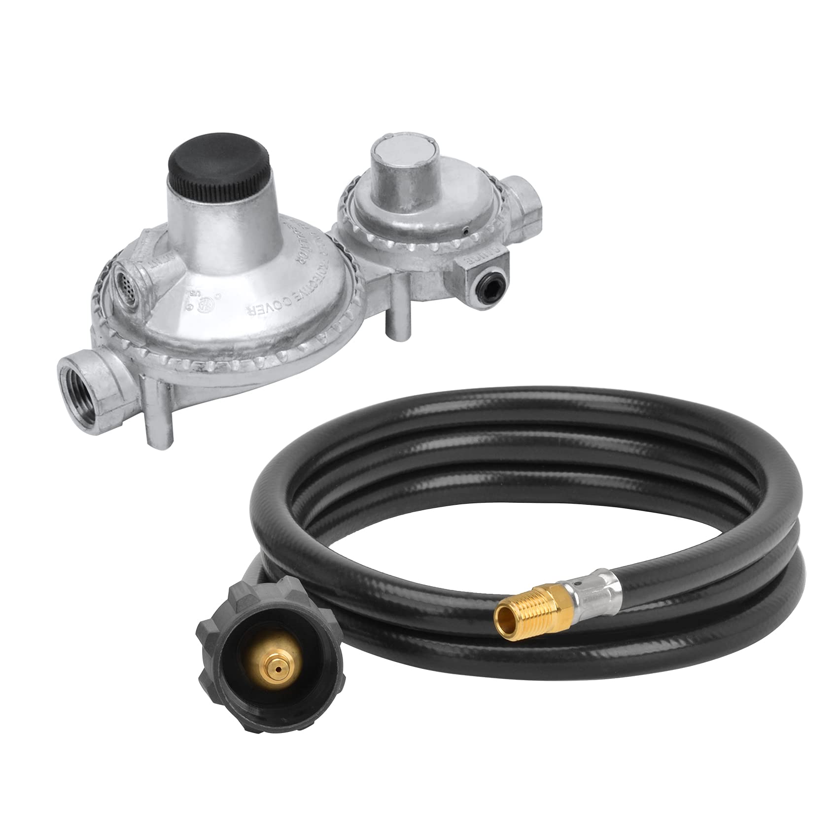 OnlyFire Vertical Two-Stage Propane Regulator with 5ft Hose - QCC1/Type 1 to 1/4