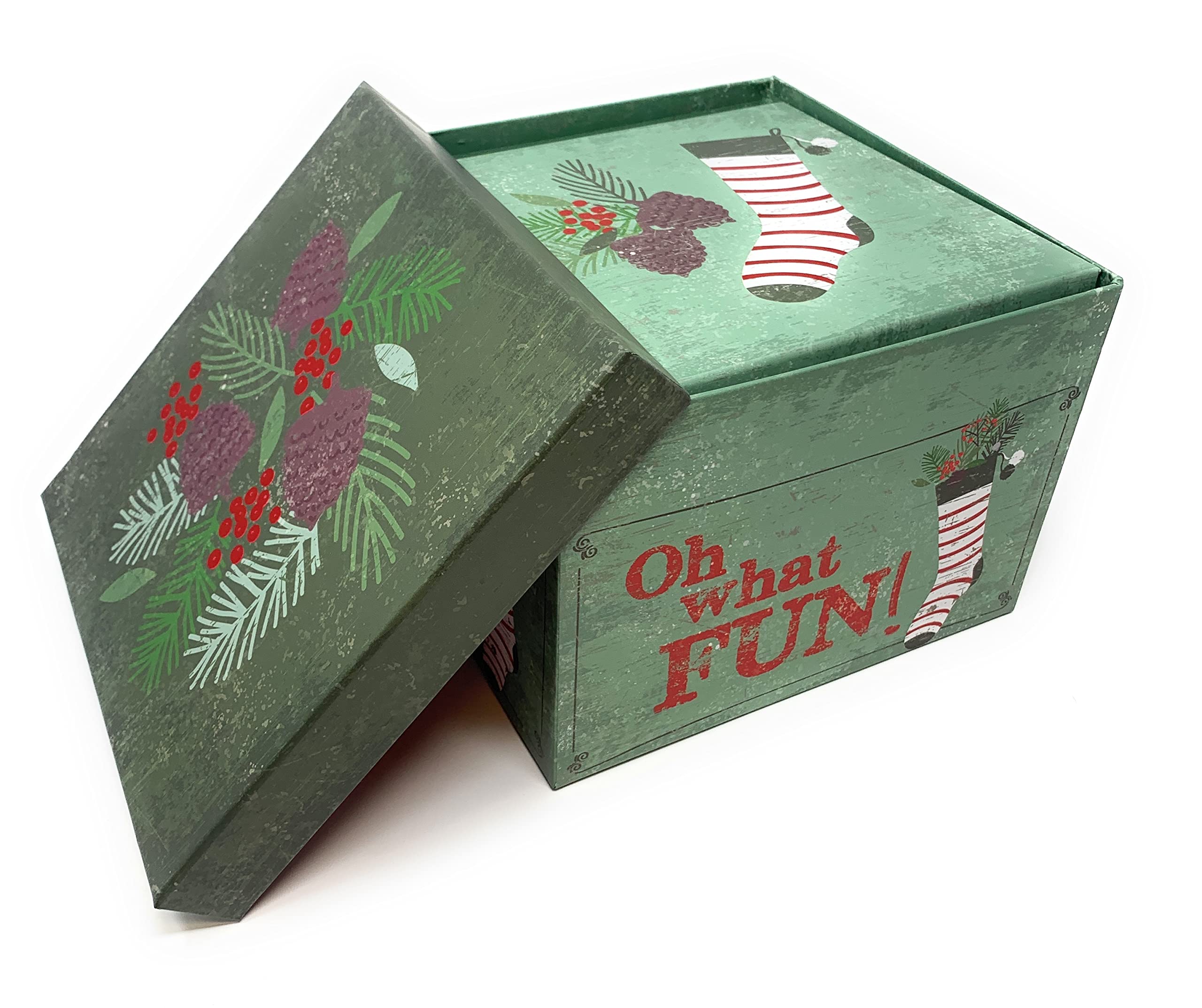 6-Piece Christmas Gift Box Set - Holiday Decor & Wrapping (Holly)