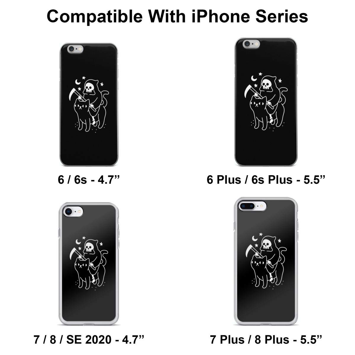Death Rides A Black Cat iPhone Case for iPhone 15/14/13/12/11/X/Xs/Xr/8/7/6/6s Plus Pro Max - Gothic Horror Protective Cover for Daily Use, Work & Travel