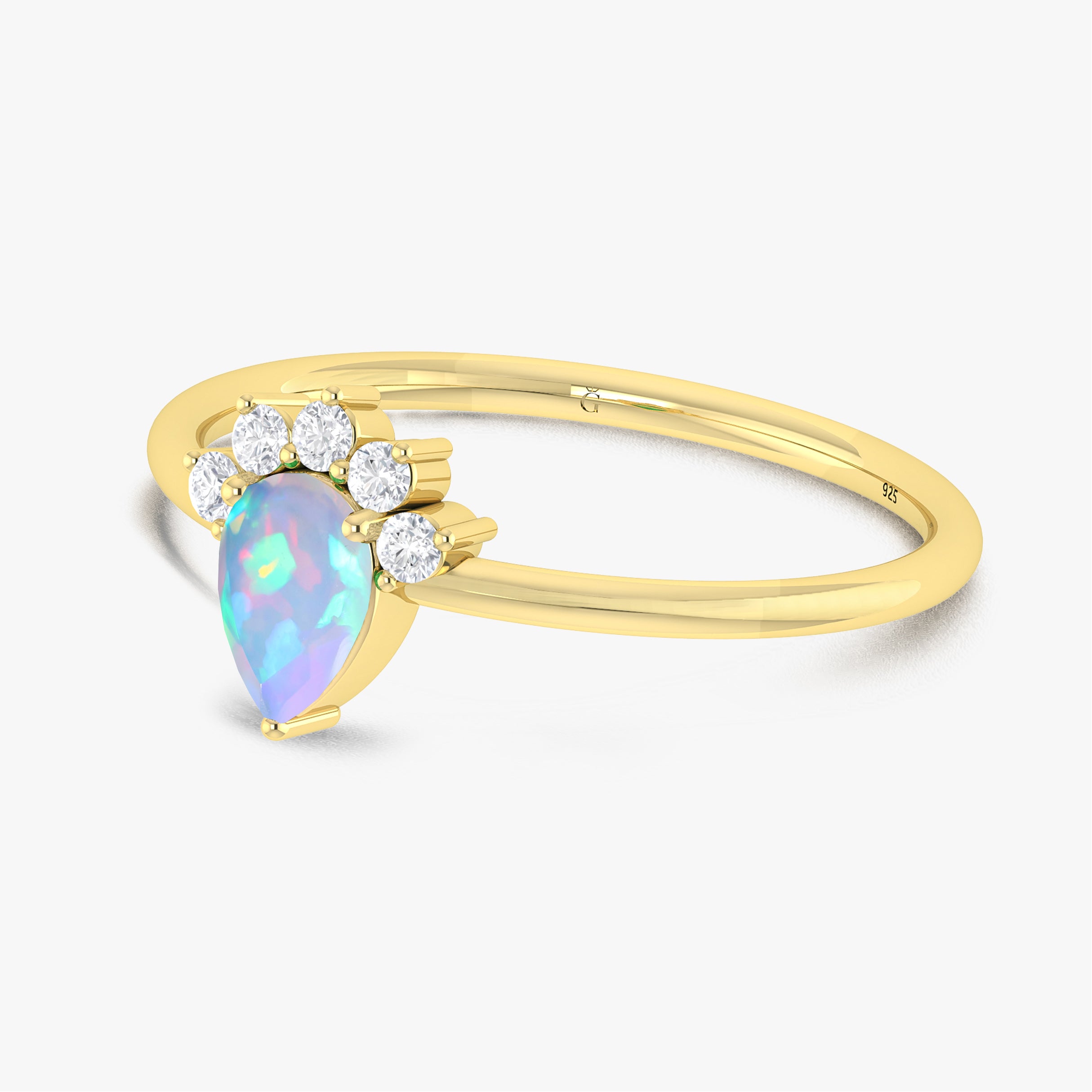 Fire White Opal Pear Gemstone Ring – Elegant Handmade Jewelry for Women, Dainty Pear-Shaped Opal Ring, Perfect for Engagement, Wedding, Anniversary & Special Occasions