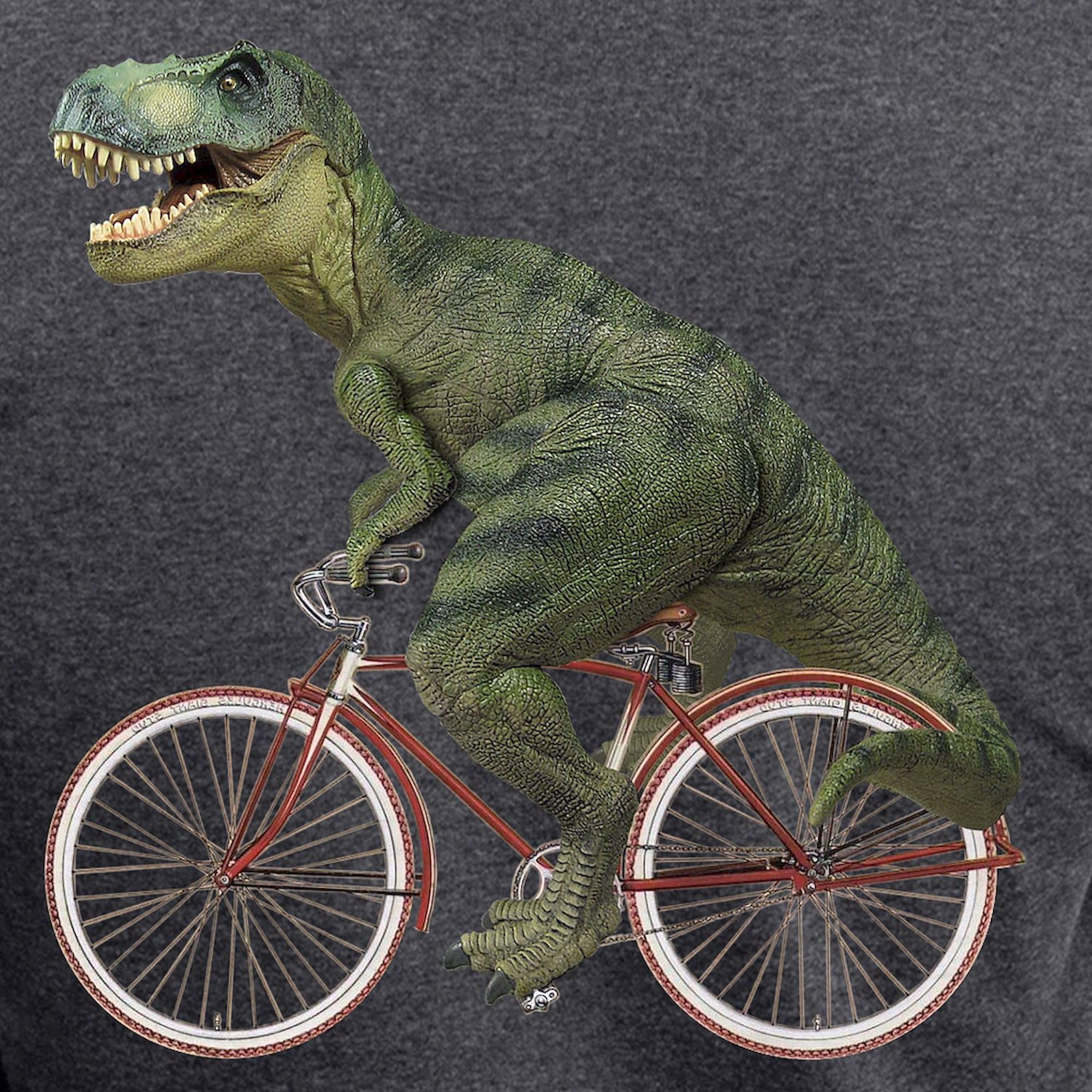 Cycling Tyrannosaurus Rex Women's Charcoal Pajama Set - Dinosaur Themed Sleepwear for Women - Perfect for Gifts, Lounge Wear & Themed Parties