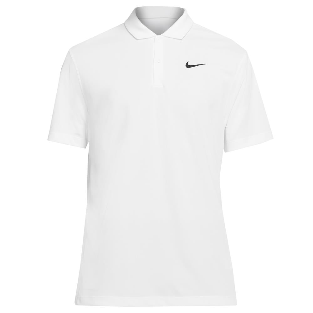 Nike Men's Dri-FIT Solid Performance Polo Shirt - Moisture Wicking, Breathable Fabric for Golf, Tennis & Casual Wear - White/Black