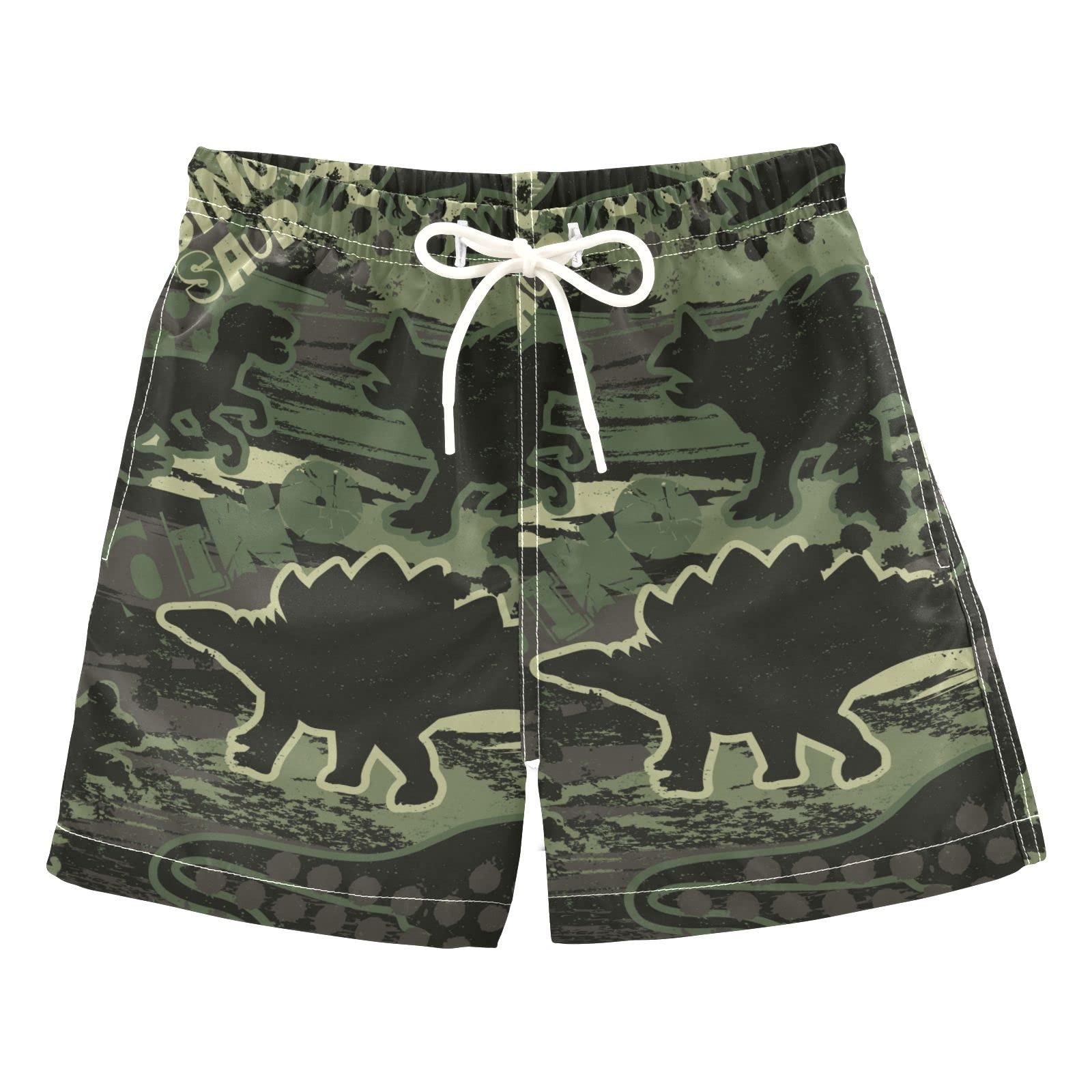 GuoChe Camouflage Dinosaur Boys Swim Trunks - Quick Dry Toddler Swimwear with UPF 50+ Sun Protection - Perfect for Beach, Pool, and Summer Water Activities