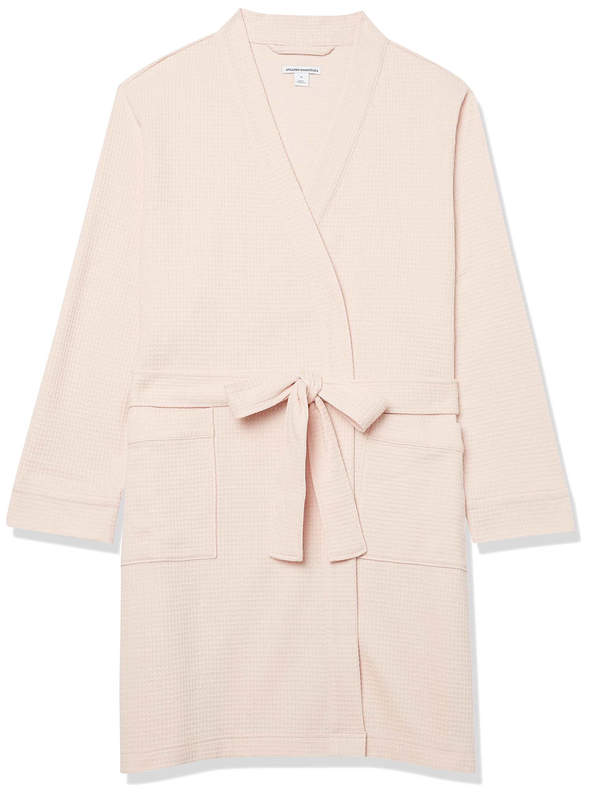 Amazon Essentials Women's Lightweight Waffle Mid-Length Robe - Soft & Comfortable Bathrobe for Women (Plus Size Available) - Perfect for Spa, Lounging & Relaxation at Home