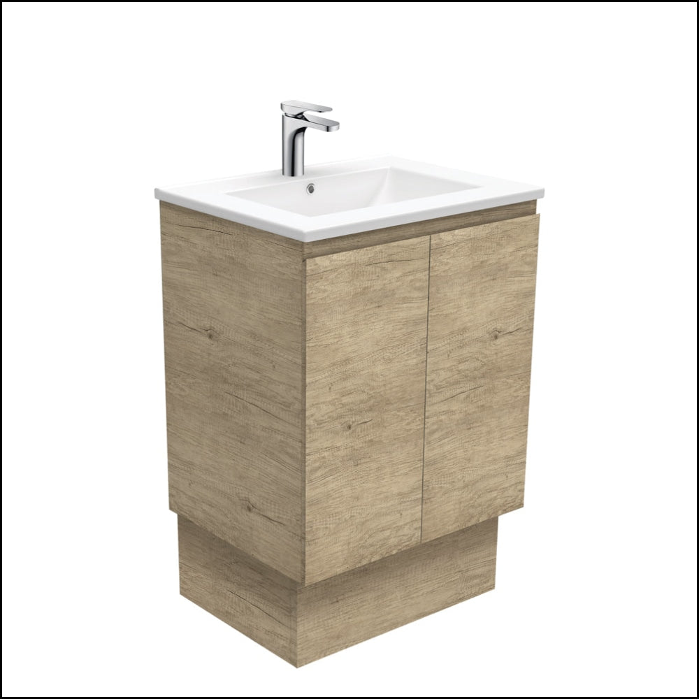 Fienza Dolce Edge TCL60SK 600mm Scandi Oak Wall Mounted Bathroom Vanity with Kickboard - Modern Floating Vanity for Small Bathrooms & Powder Rooms