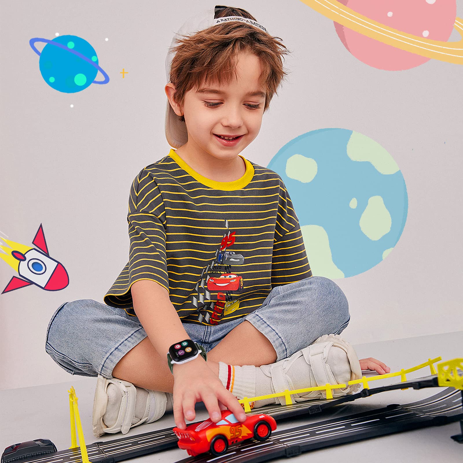 MHunter Kids Nylon Watch Band - 20mm Soft Breathable Sport Hook Loop Strap Compatible with Gizmo Watch 3 2 1, Gabb Watch 3 2 1, SyncUP Watch - Durable Replacement Smartwatch Bands for Boys & Girls - Perfect for School, Sports & Outdoor Activities