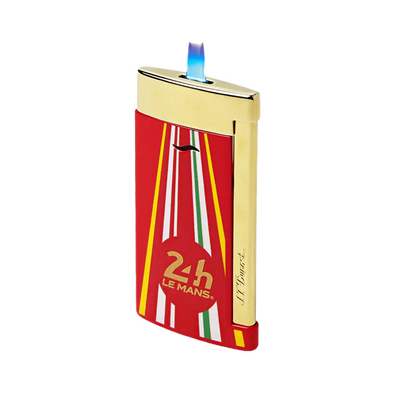 S.T. Dupont Slim 7 Le Mans Red & Gold Luxury Lighter - Premium Windproof Butane Flame for Cigars, Candles & Outdoor Use